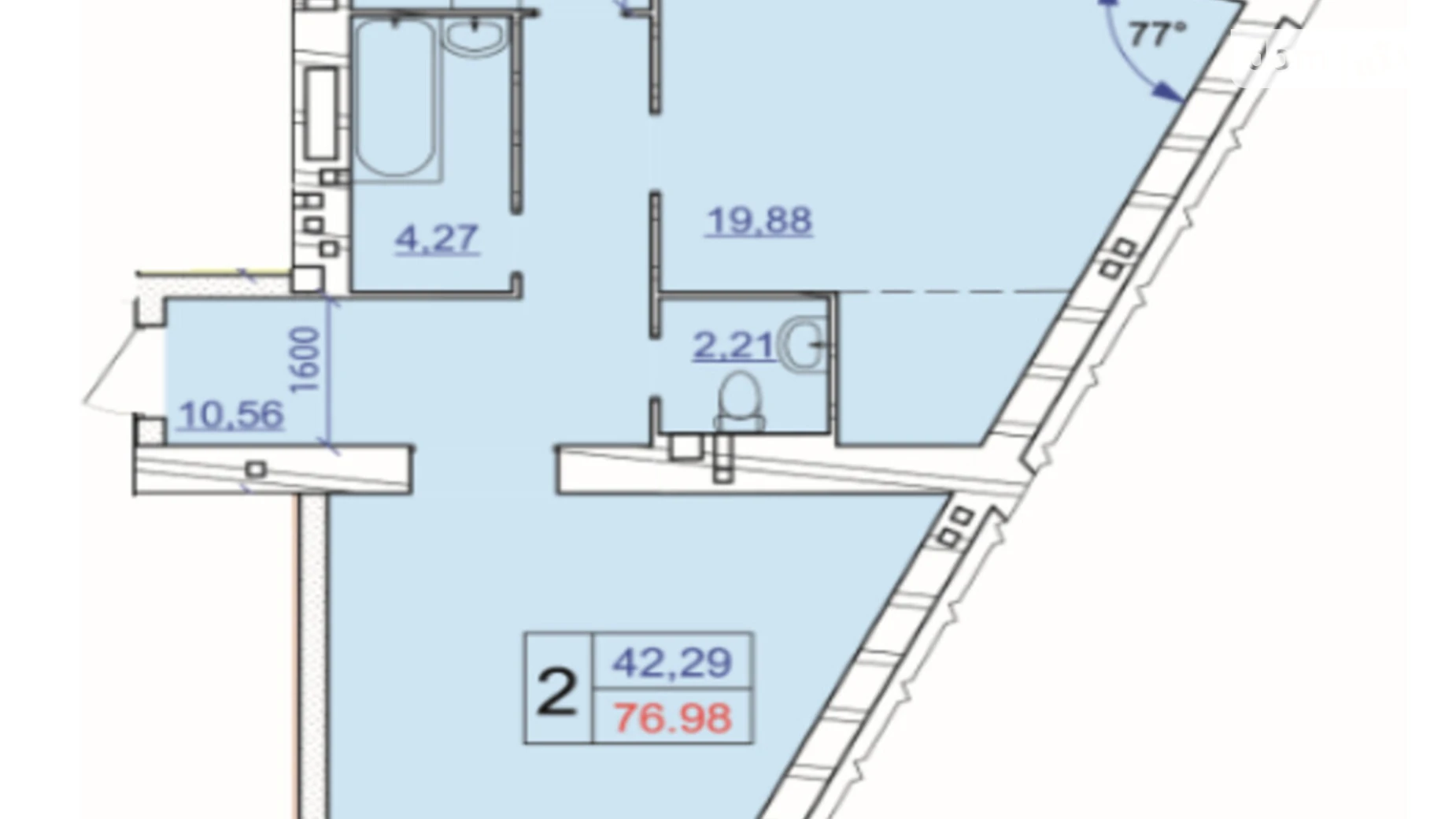 Продается 2-комнатная квартира 76.98 кв. м в Хмельницком, ул. Панаса Мирного, 18/2 - фото 2