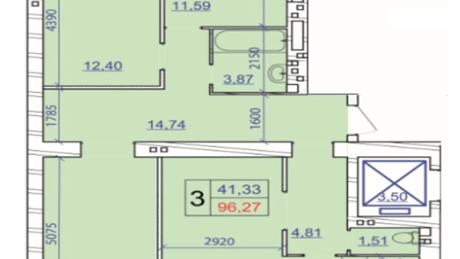 Продається 3-кімнатна квартира 96.27 кв. м у Хмельницькому, вул. Панаса Мирного, 18/2 - фото 2