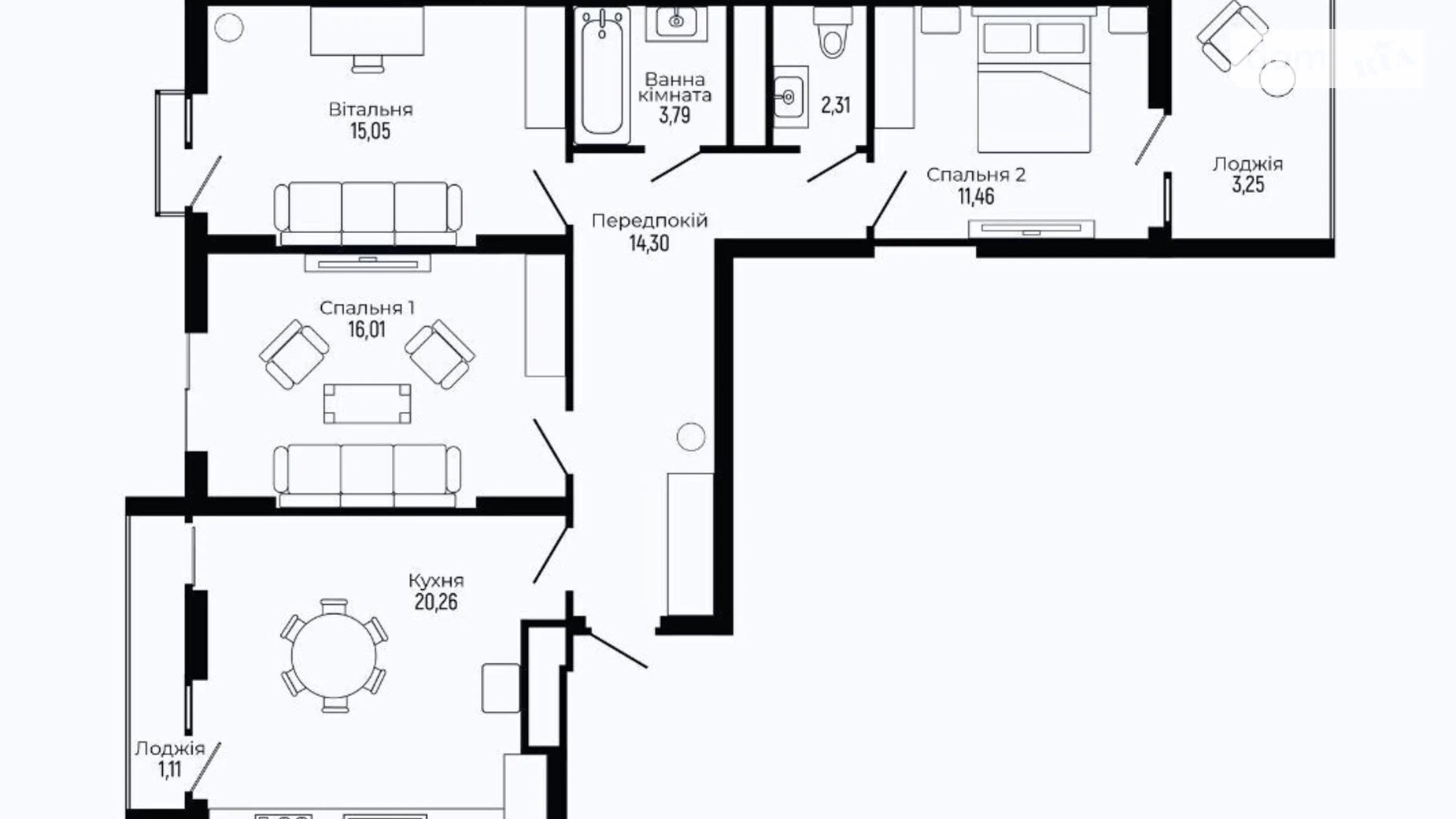 Продается 3-комнатная квартира 87.54 кв. м в Трускавце, ул. Роксоланы, 17А - фото 2