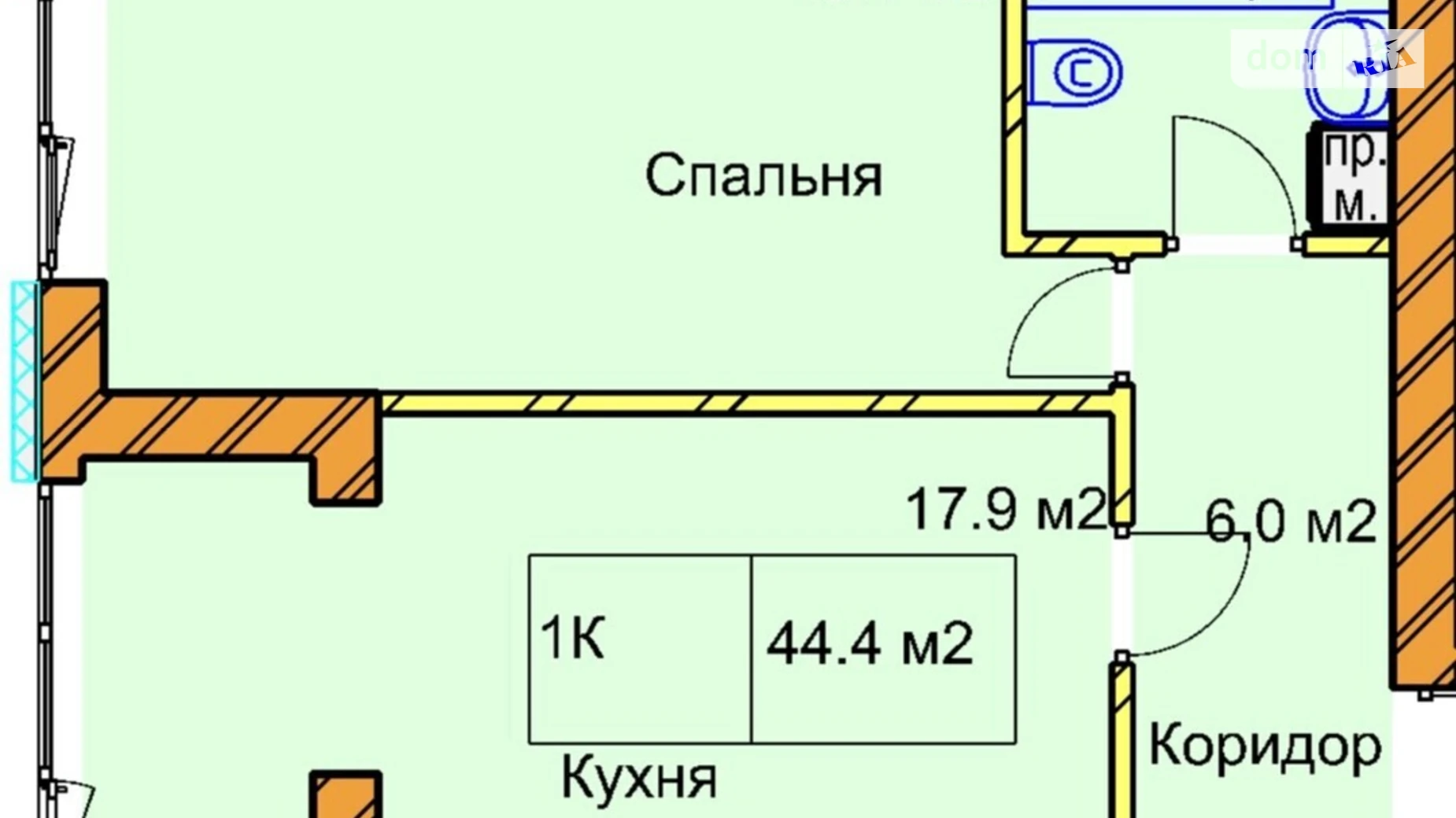 Продається 1-кімнатна квартира 44.2 кв. м у Рівному, вул. Чорновола В'ячеслава, 94Г-94Е - фото 2