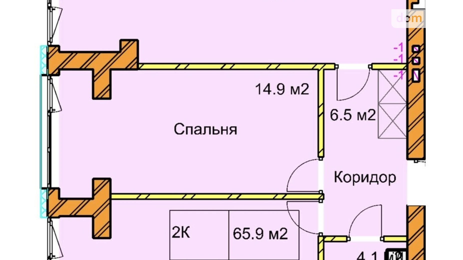 Продається 2-кімнатна квартира 65.4 кв. м у Рівному, вул. Чорновола В'ячеслава, 94Г-94Е - фото 2
