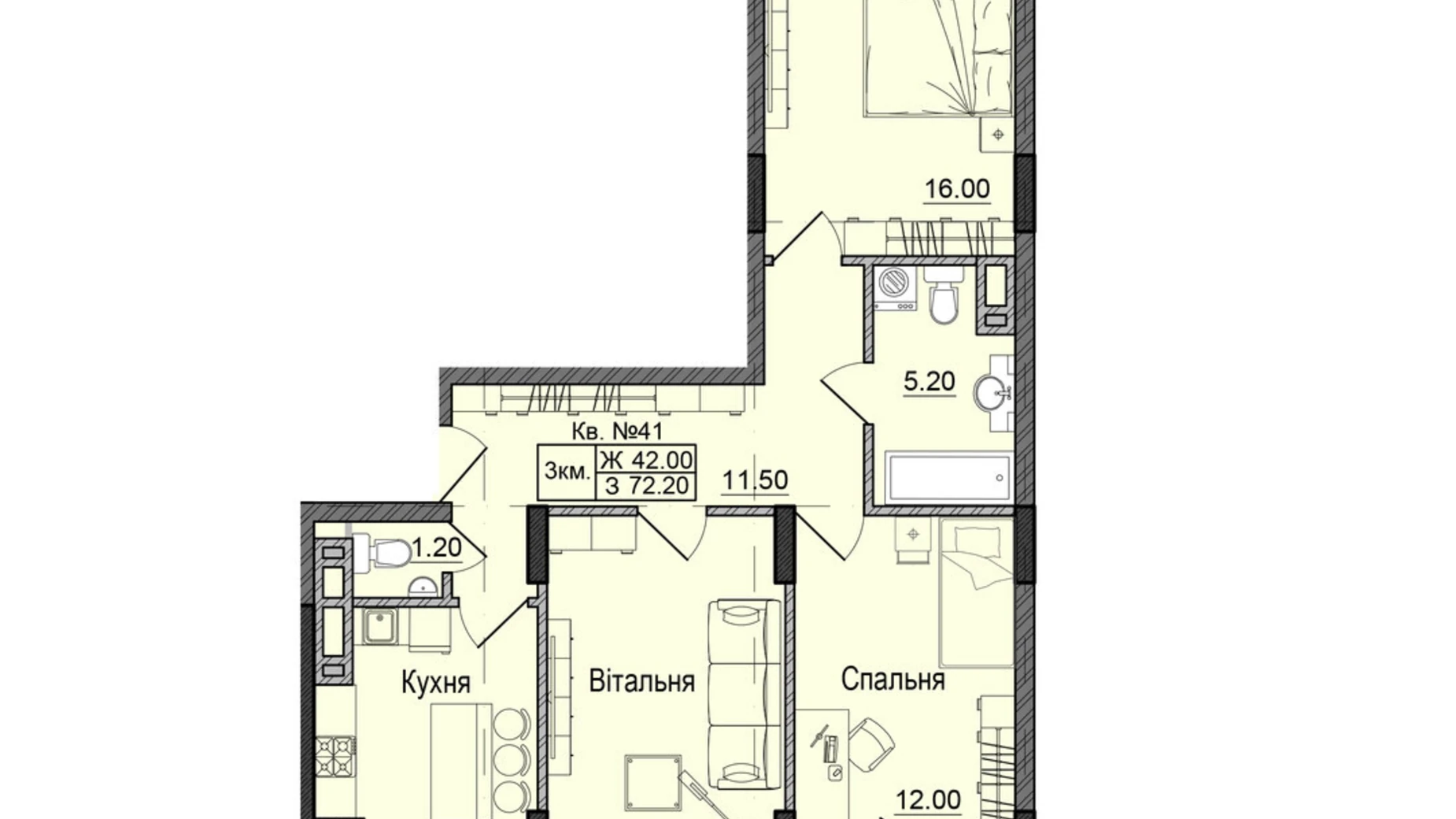Продается 3-комнатная квартира 72.2 кв. м в Черновцах, ул. Сторожинецкая - фото 2