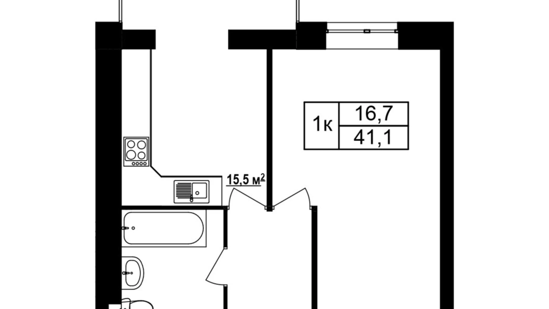 Продается 1-комнатная квартира 41.1 кв. м в Хмельнике, ул. Виноградная(Котовского), 1 - фото 3