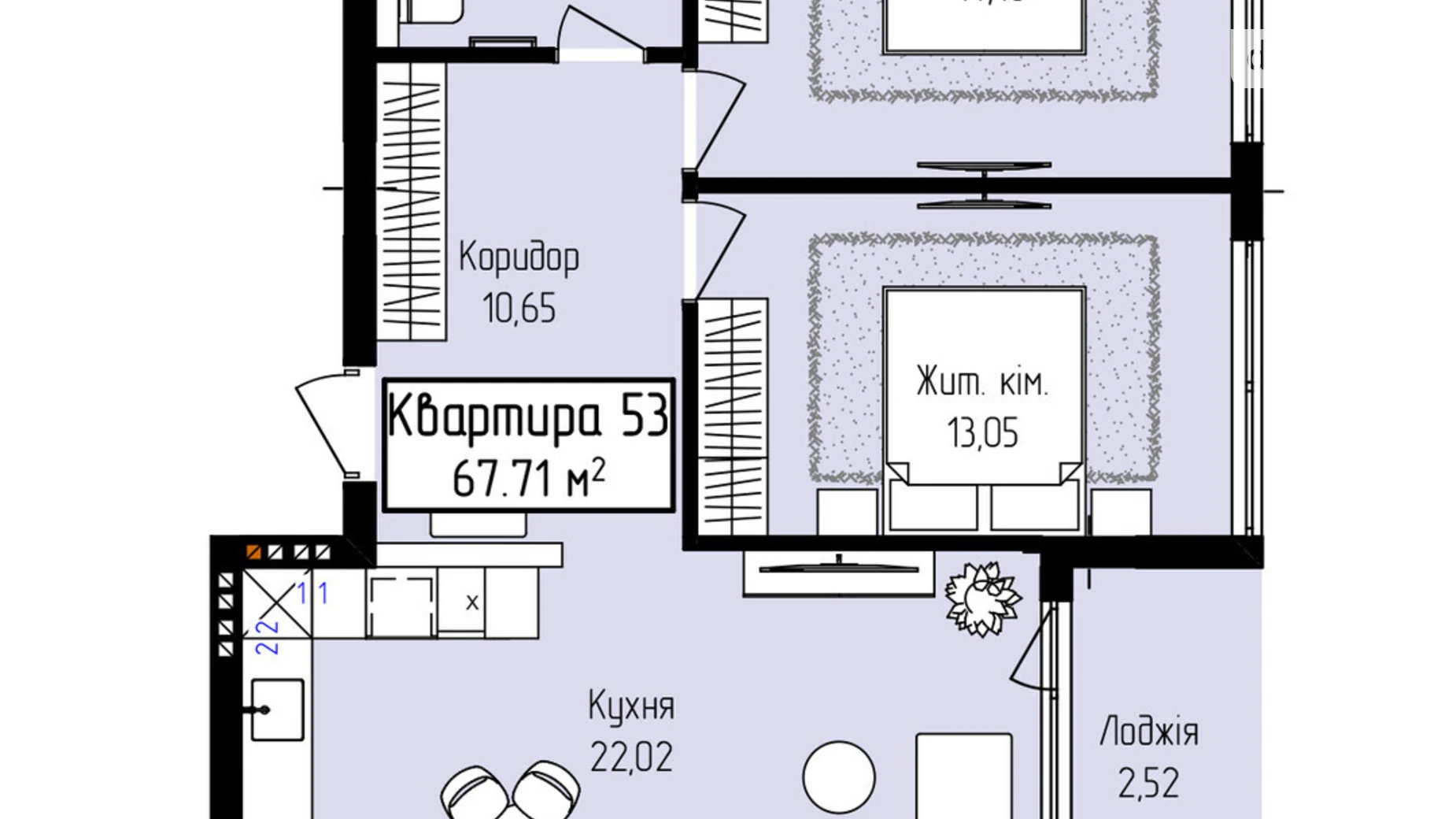 Продается 2-комнатная квартира 67.71 кв. м в Ужгороде, ул. Собранецкая, 129 - фото 2
