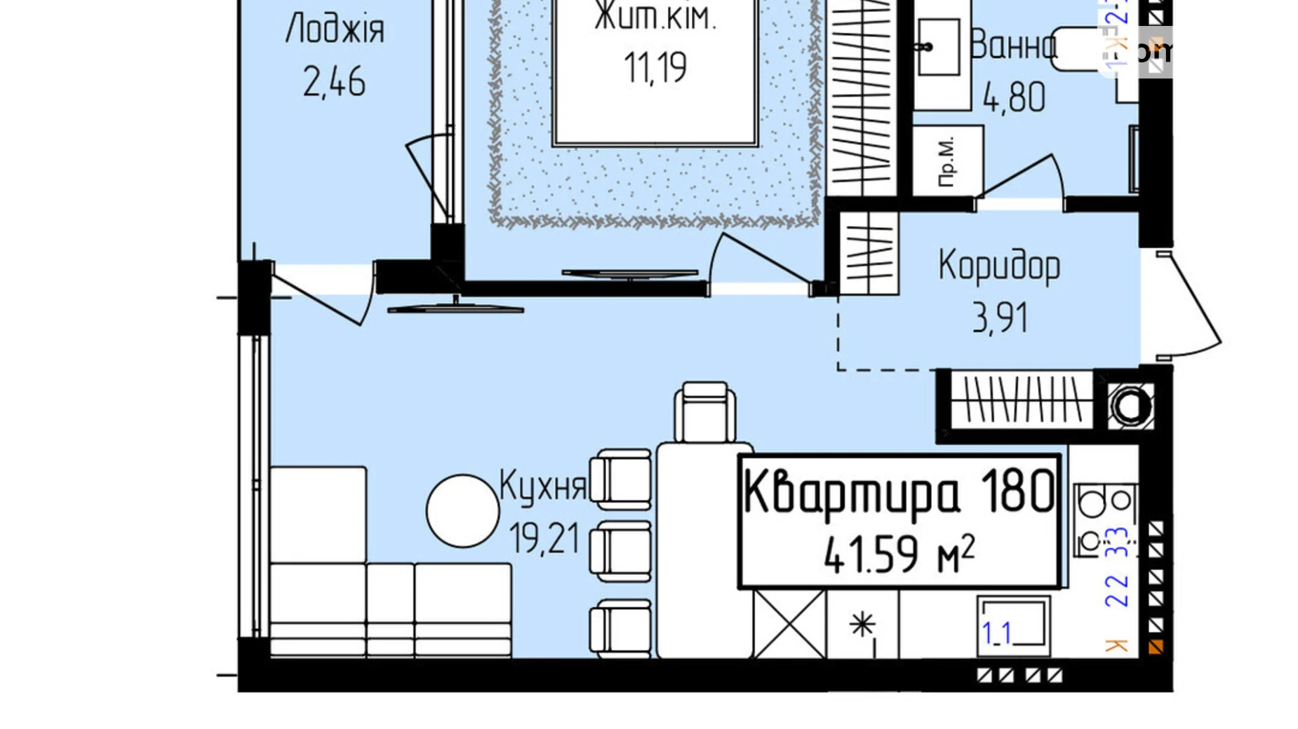 Продається 1-кімнатна квартира 41.59 кв. м у Ужгороді, вул. Собранецька, 129 - фото 2