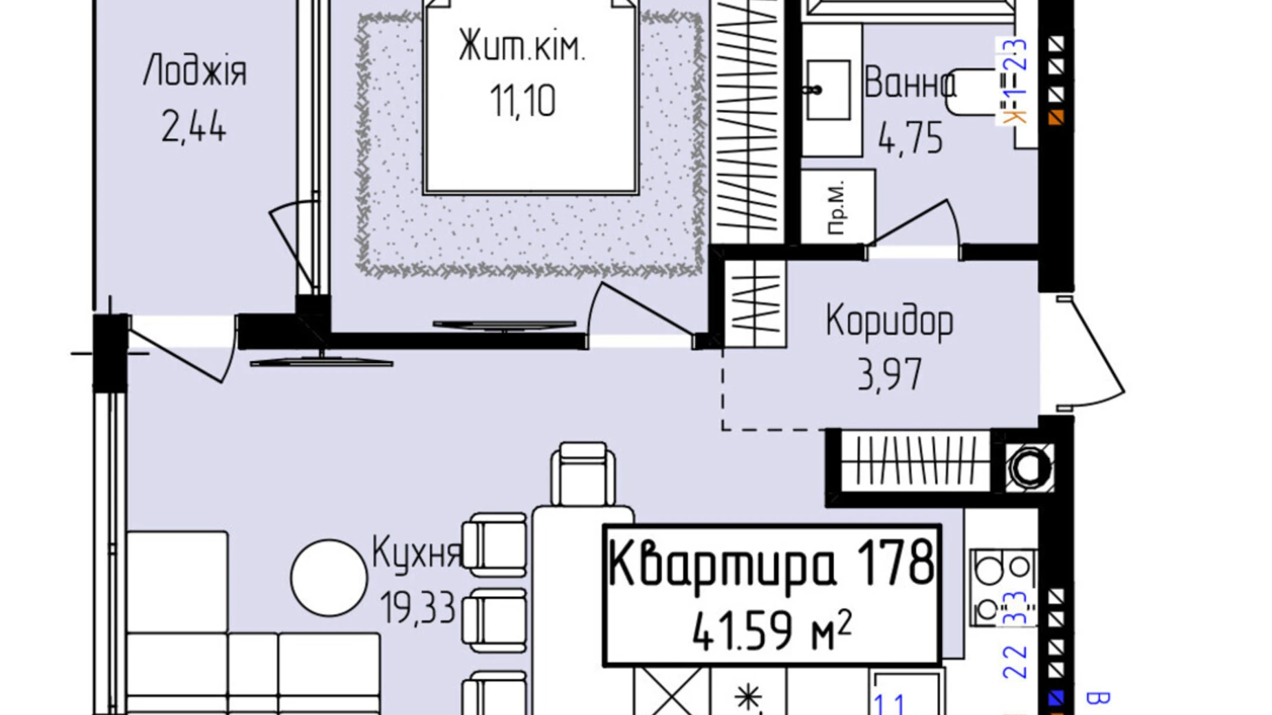 Продається 1-кімнатна квартира 41.59 кв. м у Ужгороді, вул. Собранецька, 129 - фото 2
