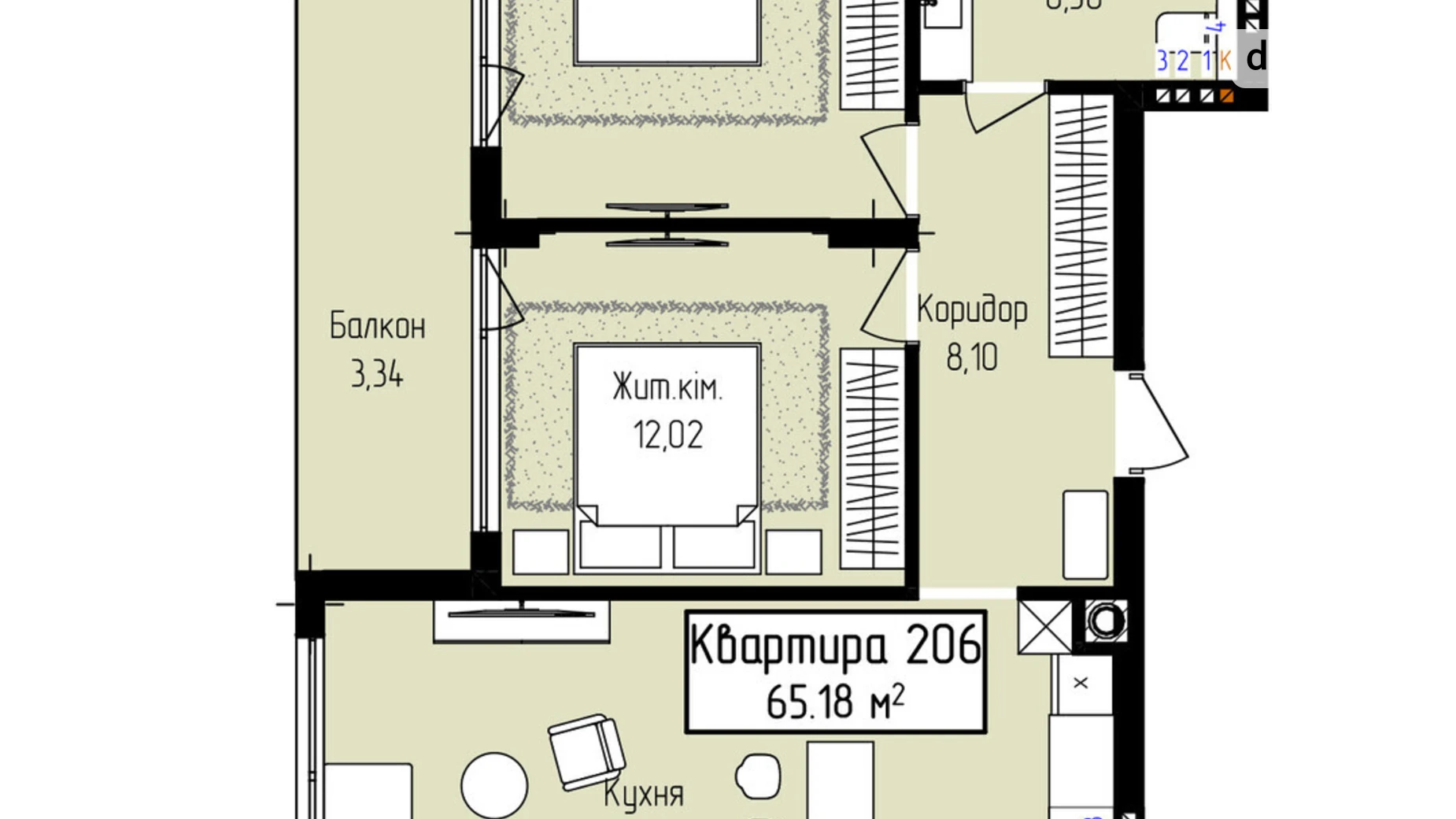 Продается 2-комнатная квартира 65.18 кв. м в Ужгороде, ул. Собранецкая, 129 - фото 2