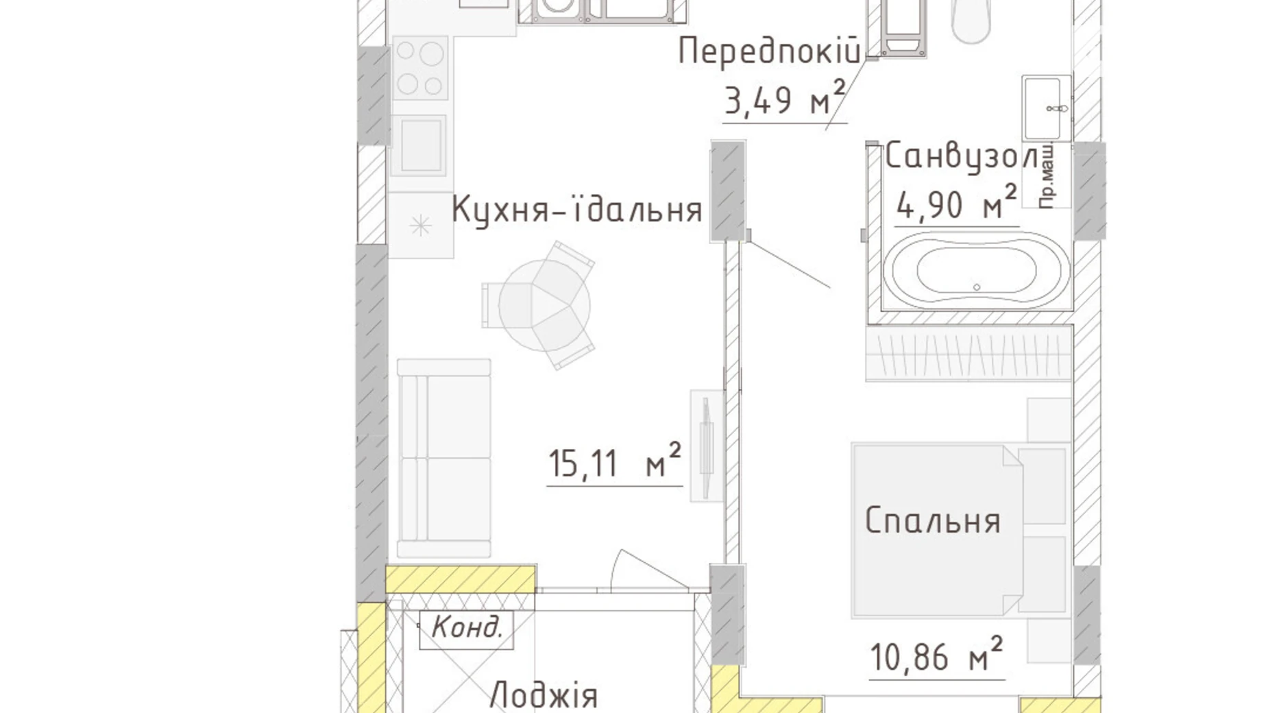 Продается 1-комнатная квартира 36.75 кв. м в Бармаках, ул. Защитников Мариуполя(Костромская улица), 27 - фото 2