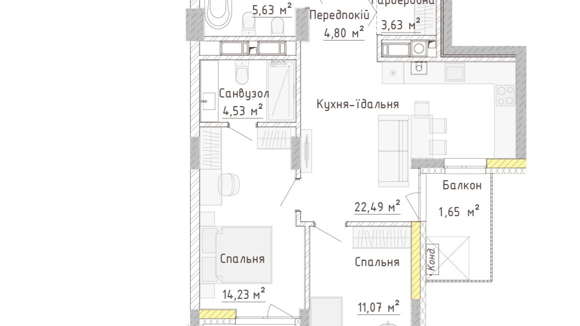 Продается 2-комнатная квартира 70.17 кв. м в Бармаках, ул. Защитников Мариуполя(Костромская улица), 27 - фото 2