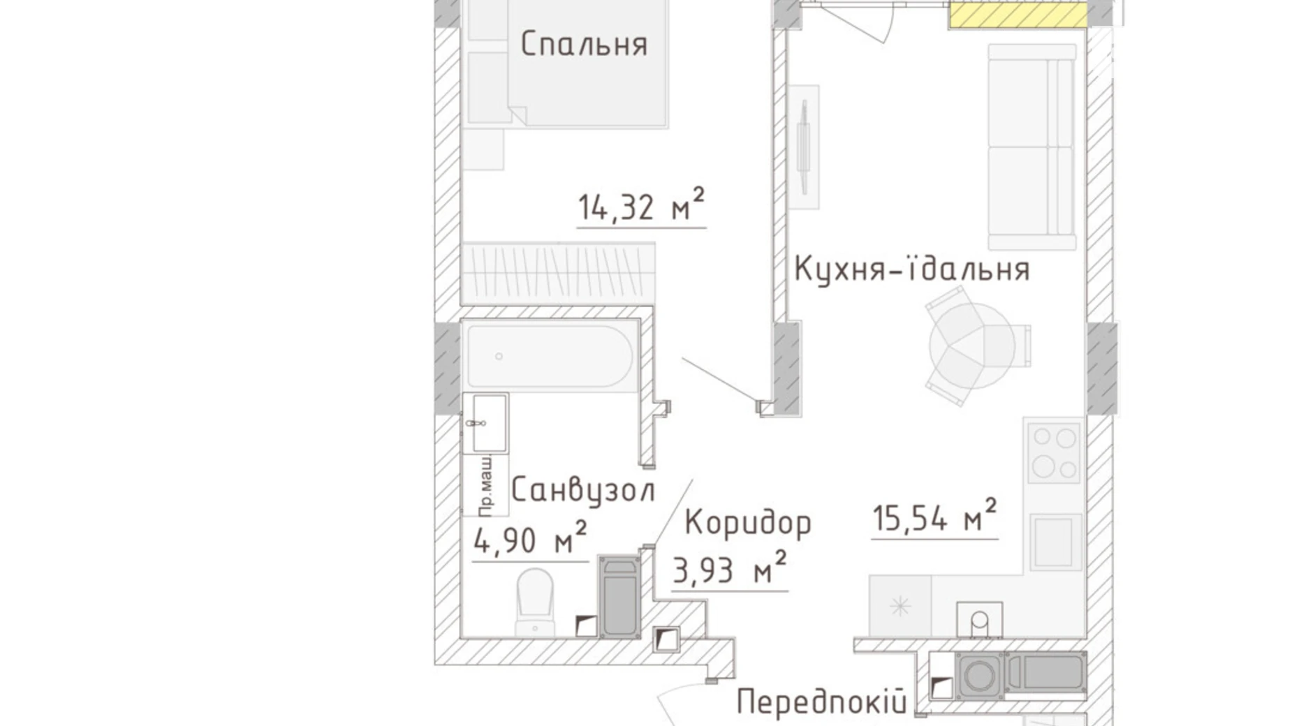 Продается 1-комнатная квартира 47.31 кв. м в Бармаках, ул. Защитников Мариуполя(Костромская улица), 27 - фото 2
