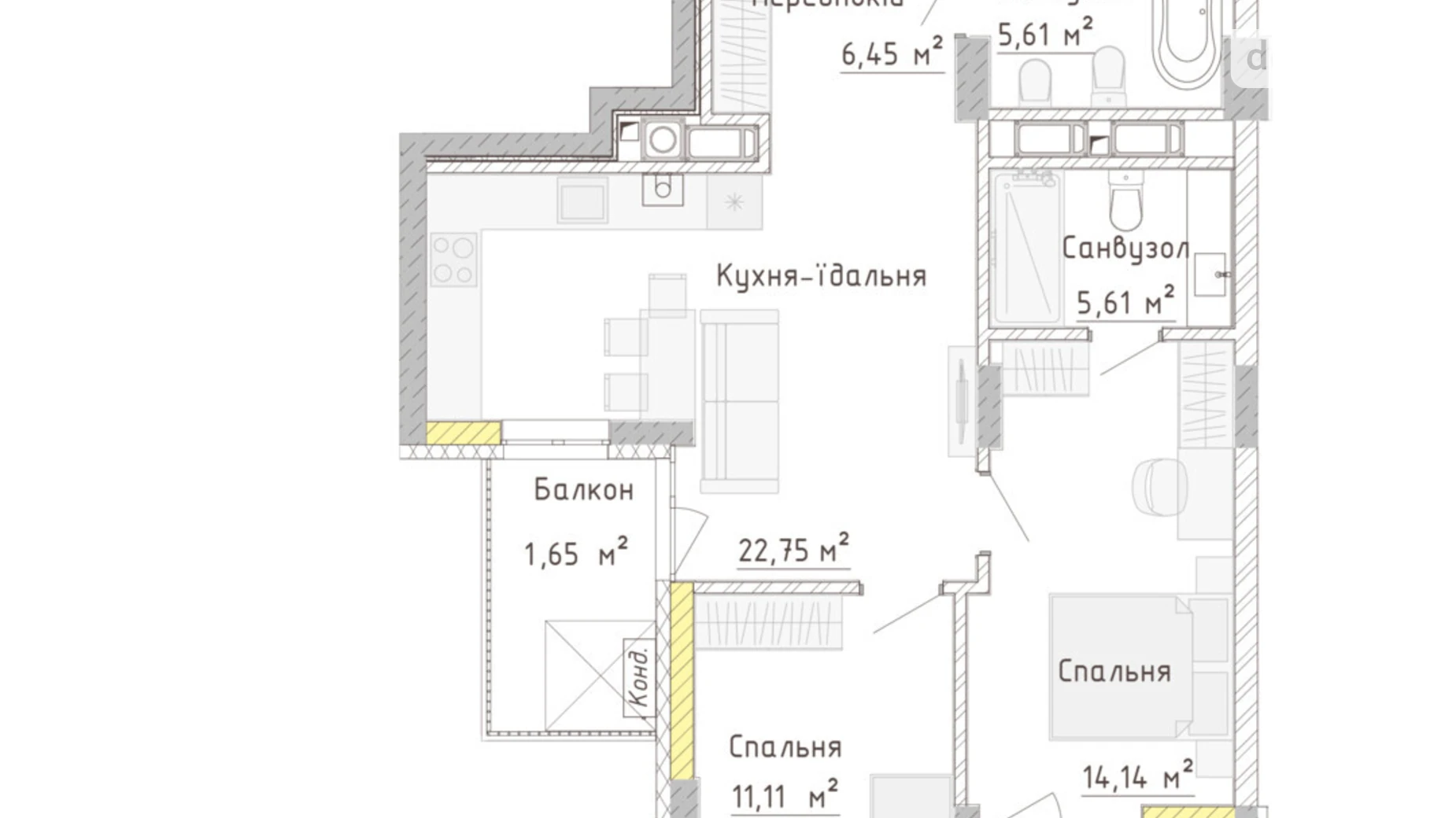 Продается 2-комнатная квартира 69.19 кв. м в Бармаках, ул. Защитников Мариуполя(Костромская улица), 27 - фото 2