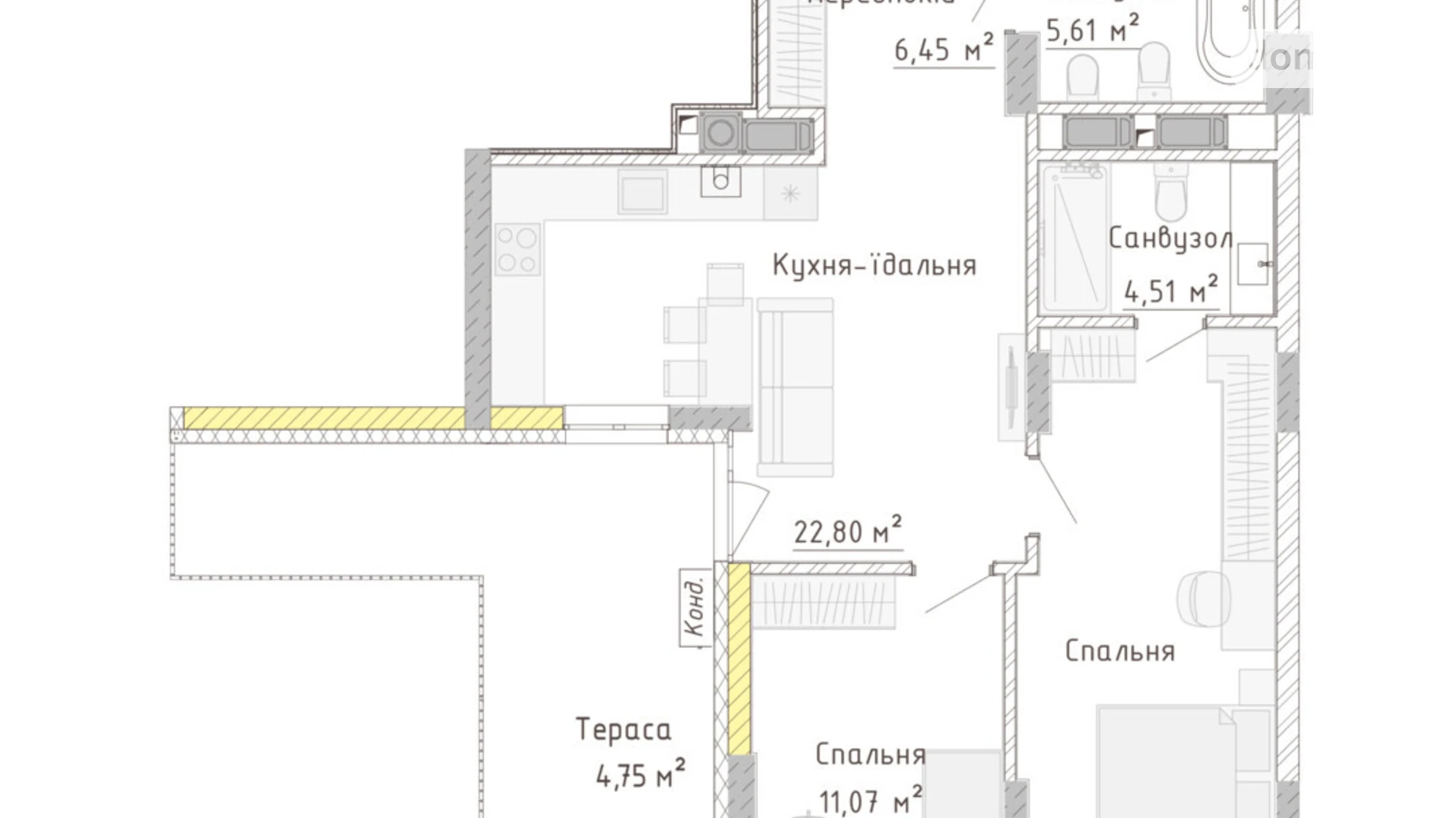 Продається 2-кімнатна квартира 73.68 кв. м у Бармаки, вул. Льонокомбінатівська, 27 - фото 2