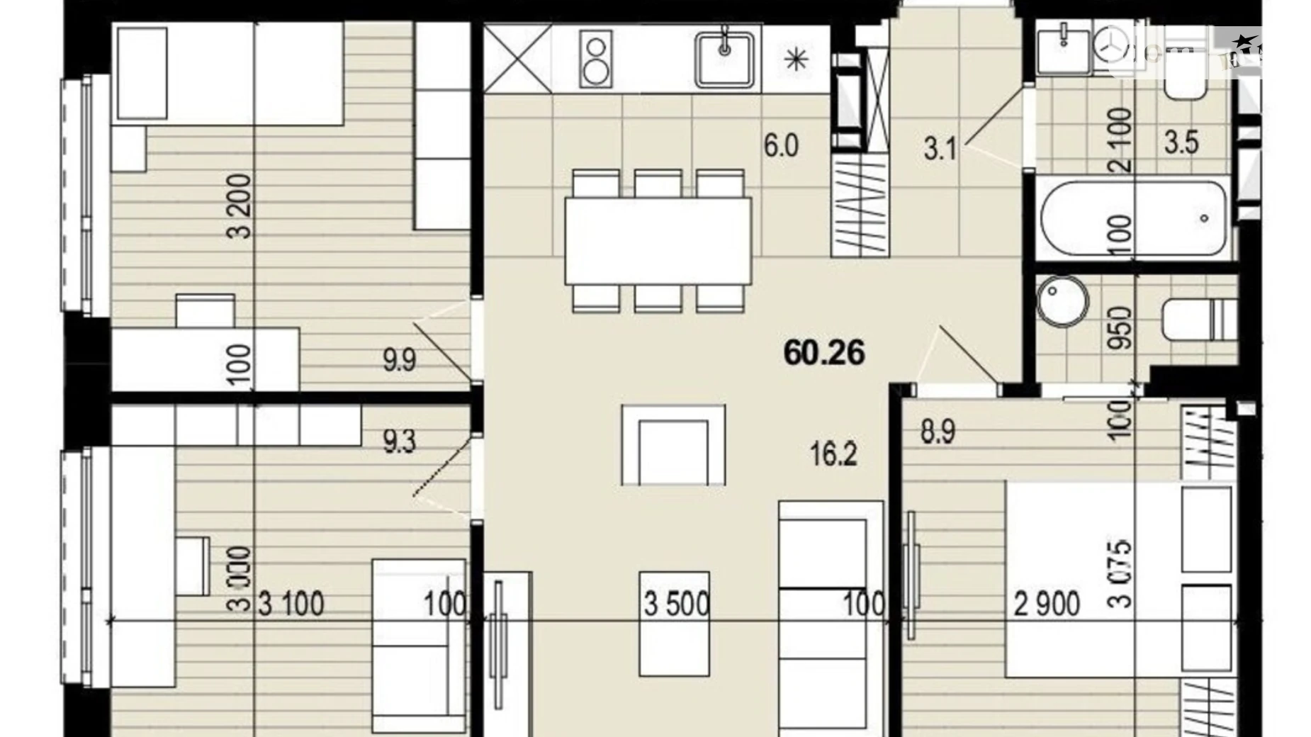Продается 3-комнатная квартира 60.26 кв. м в Днепре, просп. Мира, 29 - фото 2