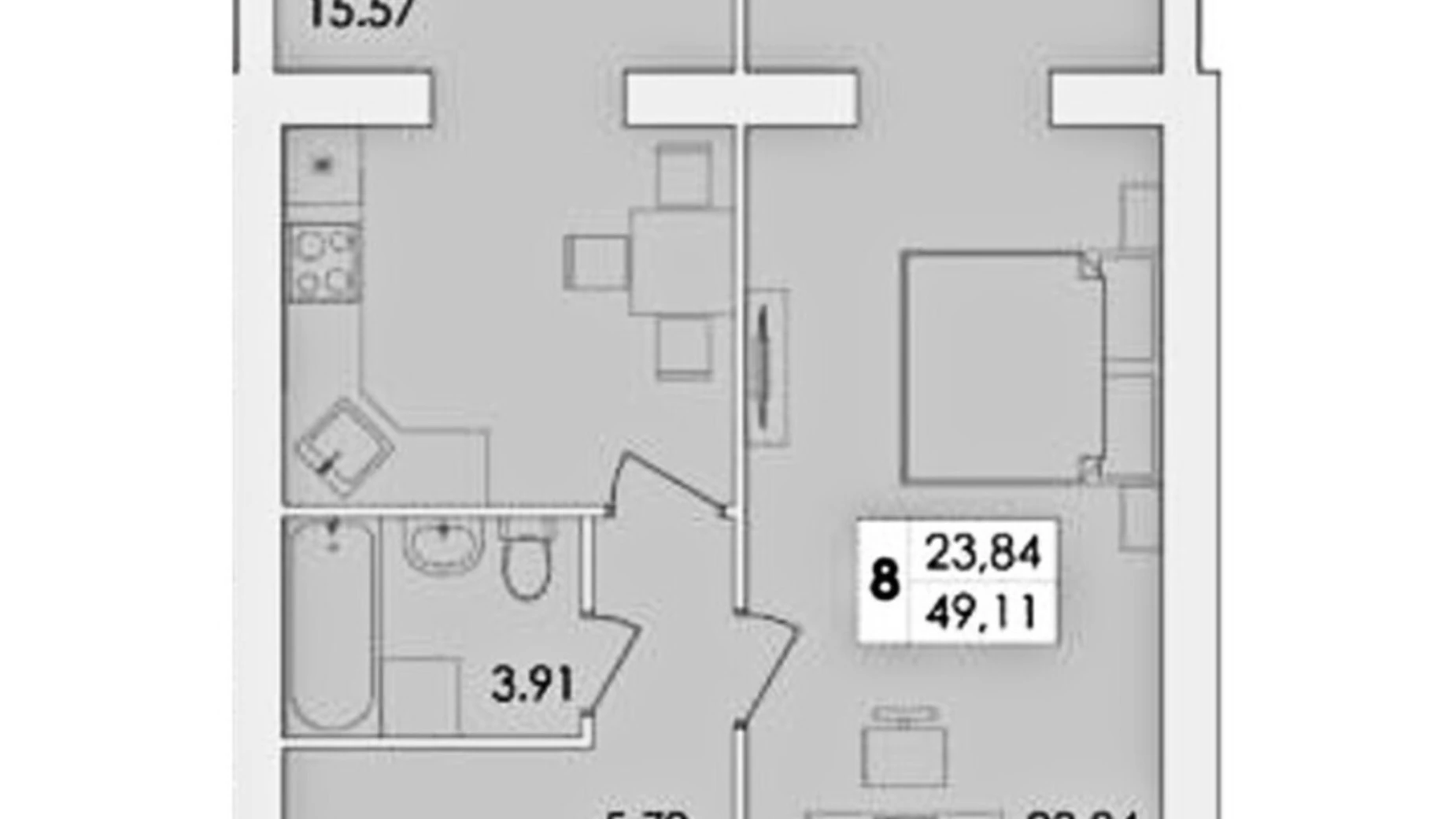 Продается 1-комнатная квартира 49.11 кв. м в Житомире, ул. Жуйка, 28 - фото 2