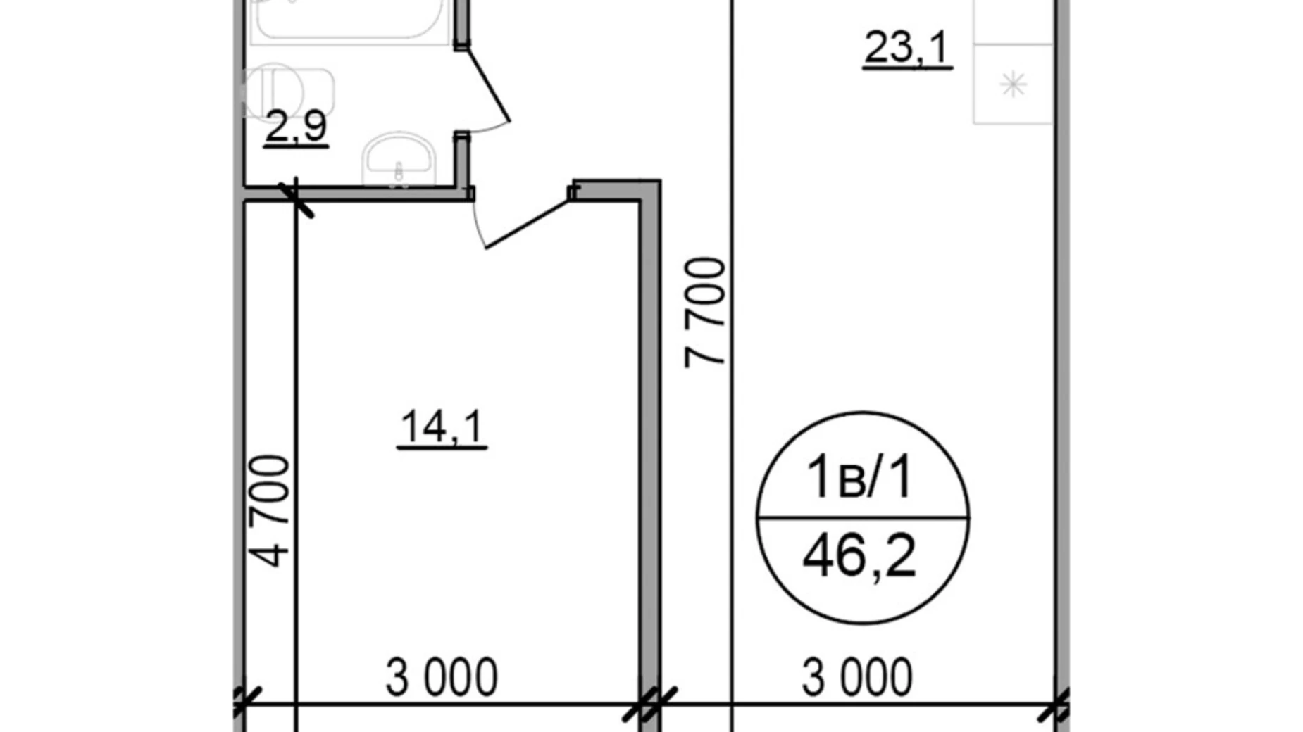 Продается 1-комнатная квартира 46.2 кв. м в Басовке, Кольцевая дор. - фото 2
