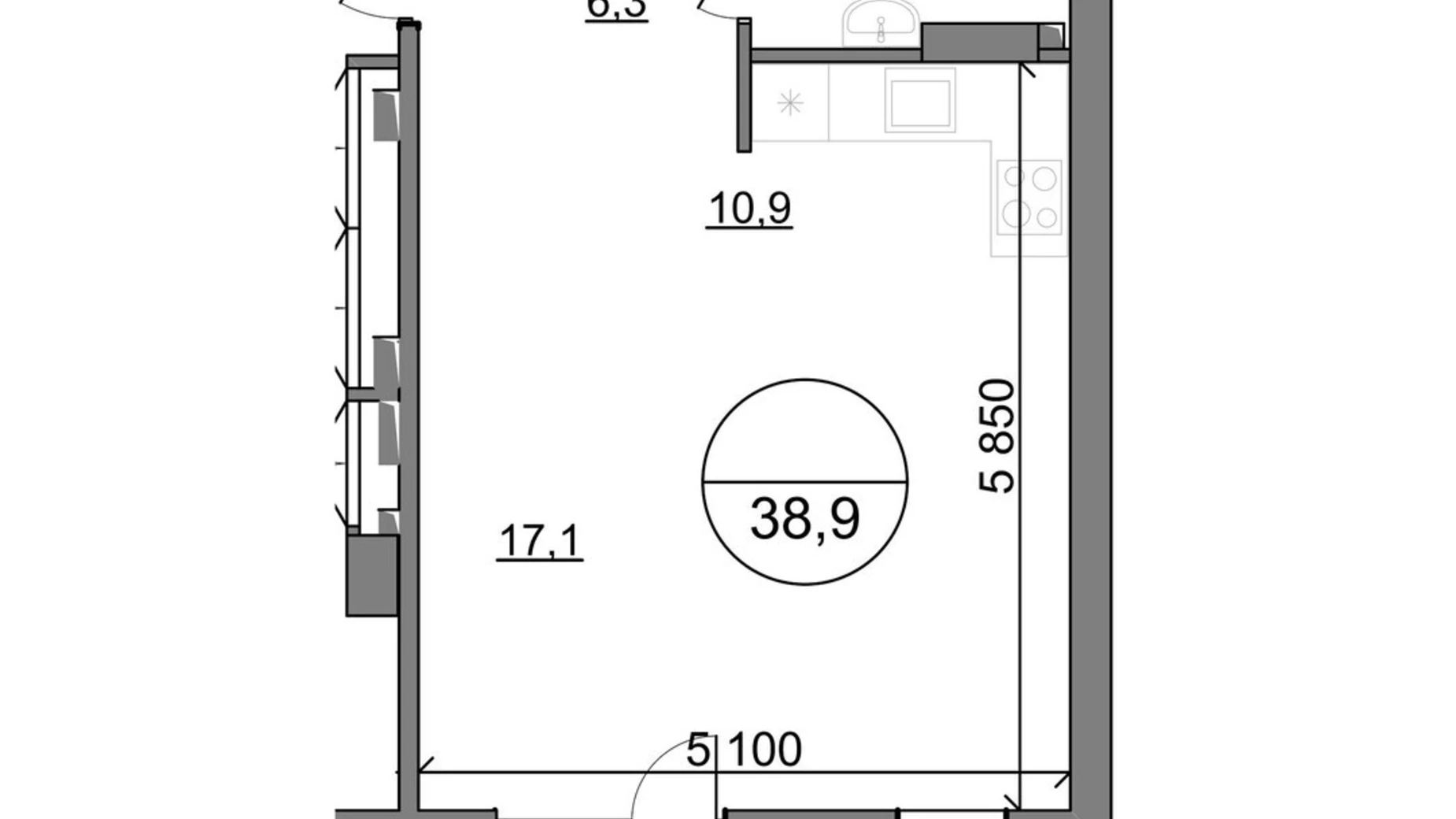 Продается 1-комнатная квартира 38.9 кв. м в Басовке, Кольцевая дор. - фото 2