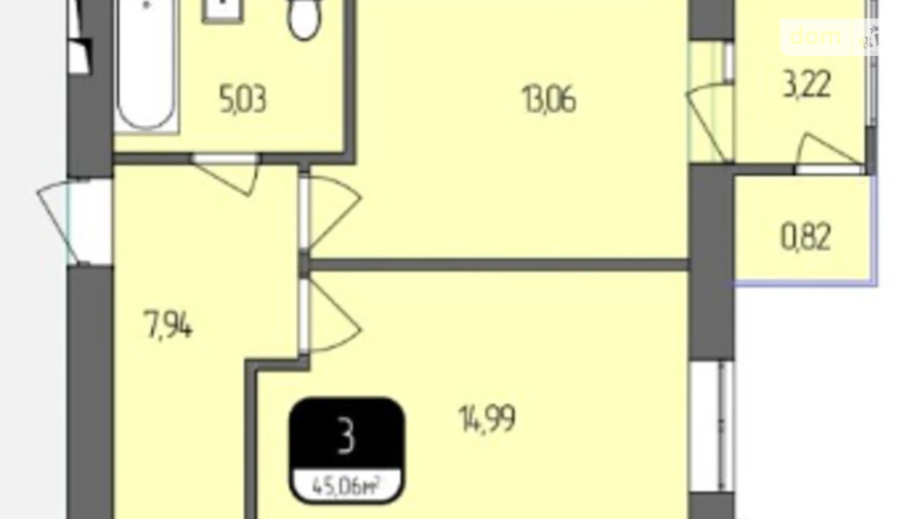 Продается 1-комнатная квартира 45.06 кв. м в Хмельницком, ул. Гетмана Мазепы(Красовского Маршала), 6Ж - фото 2