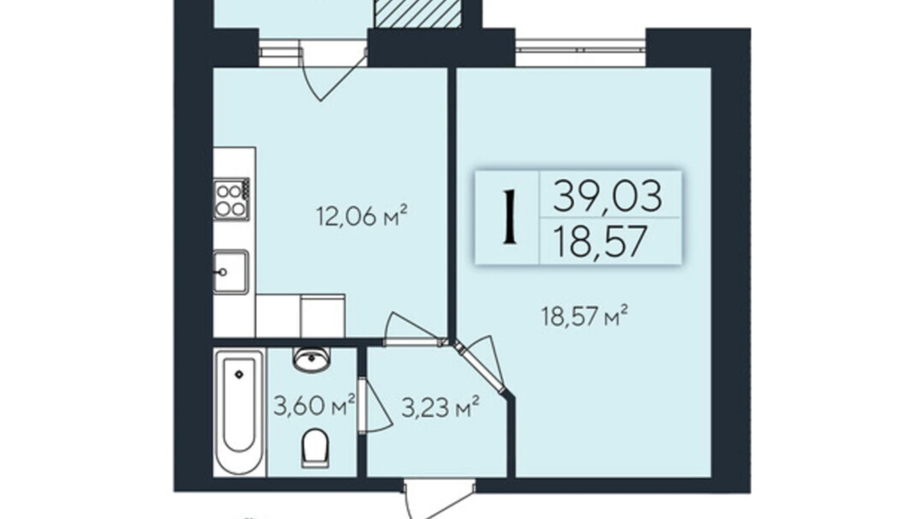 Продается 1-комнатная квартира 39.03 кв. м в Хмельницком, ул. Коновальца Евгения, 1 - фото 2