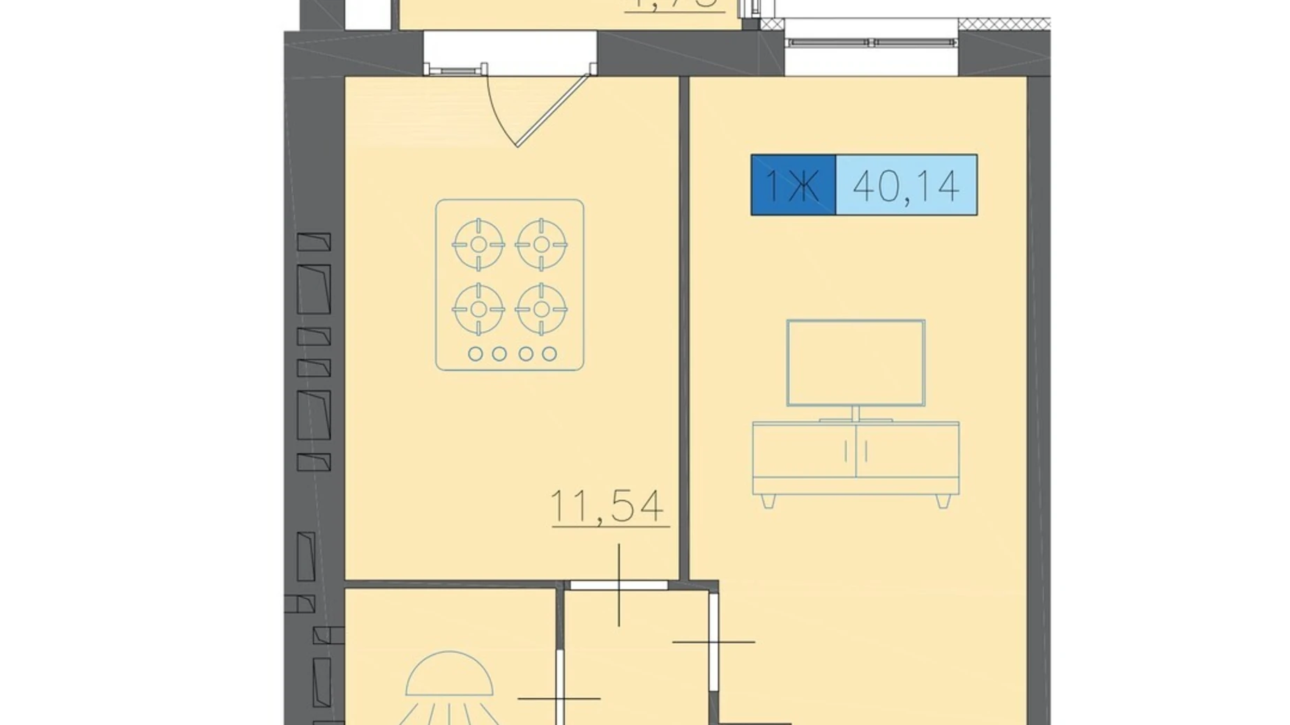Продается 1-комнатная квартира 40.14 кв. м в Черкассах, ул. Надпольная, 222 - фото 2