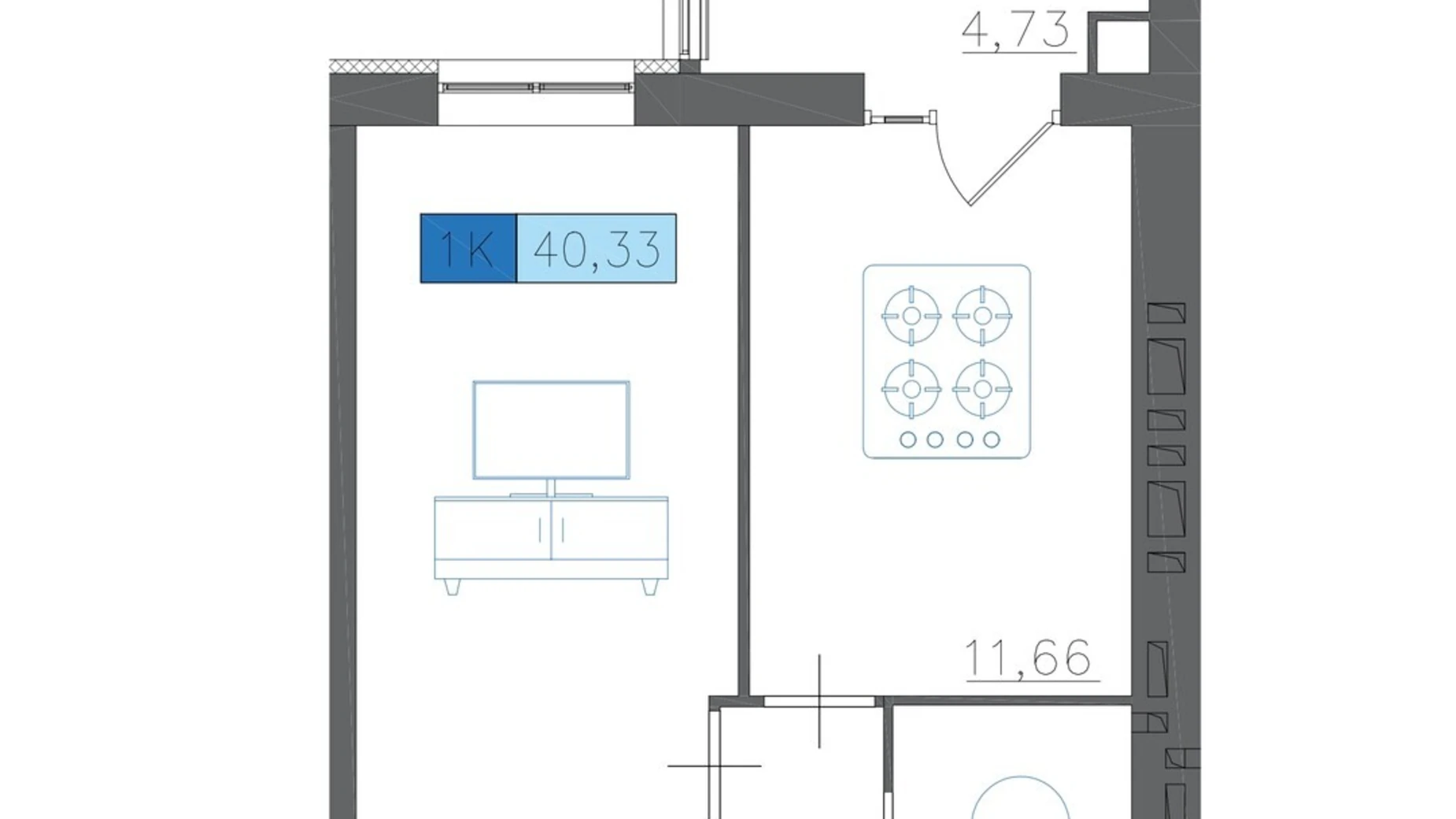 Продается 1-комнатная квартира 40.33 кв. м в Черкассах, ул. Надпольная, 222 - фото 2