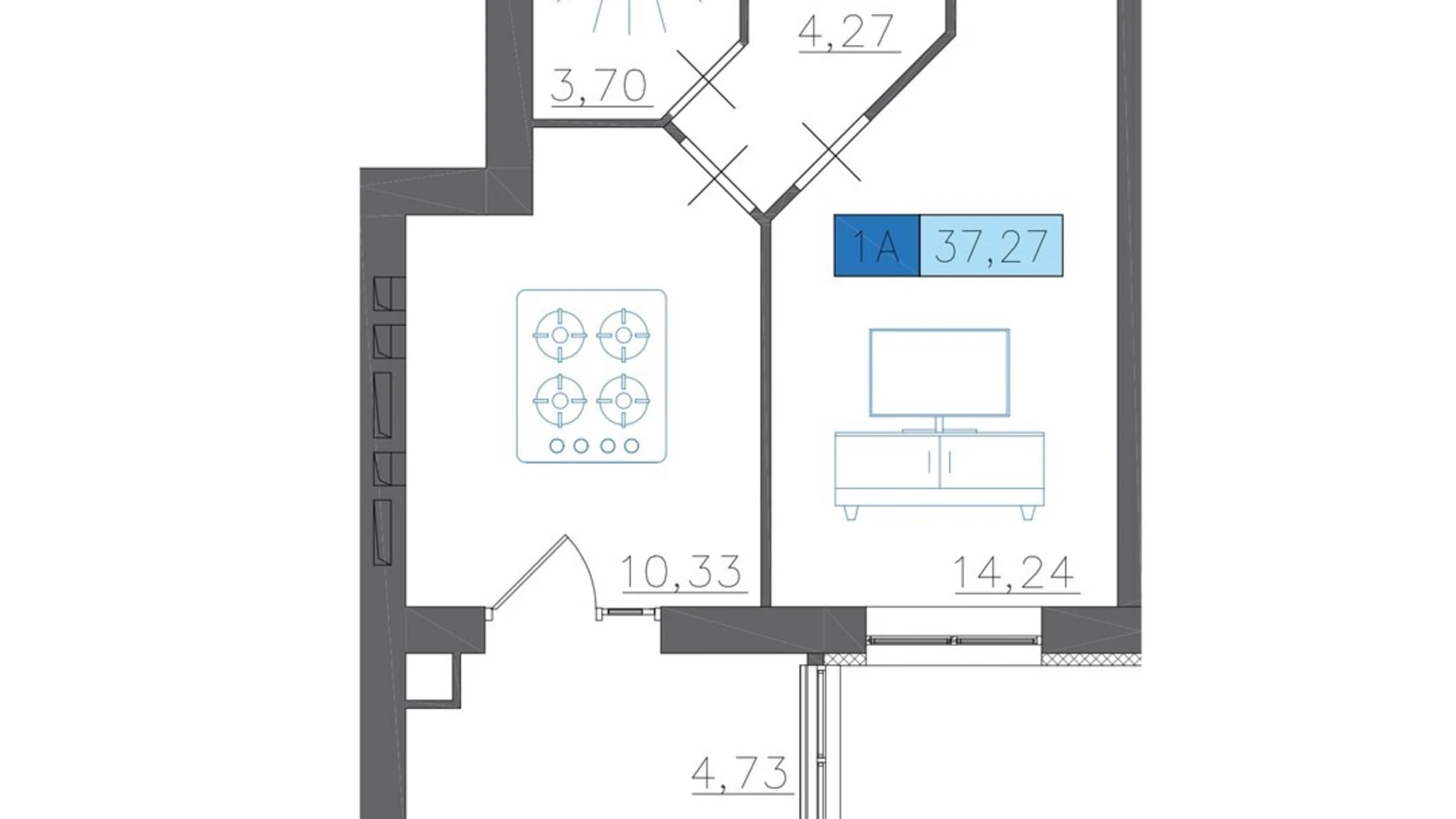 Продается 1-комнатная квартира 37.27 кв. м в Черкассах, ул. Надпольная, 222 - фото 2