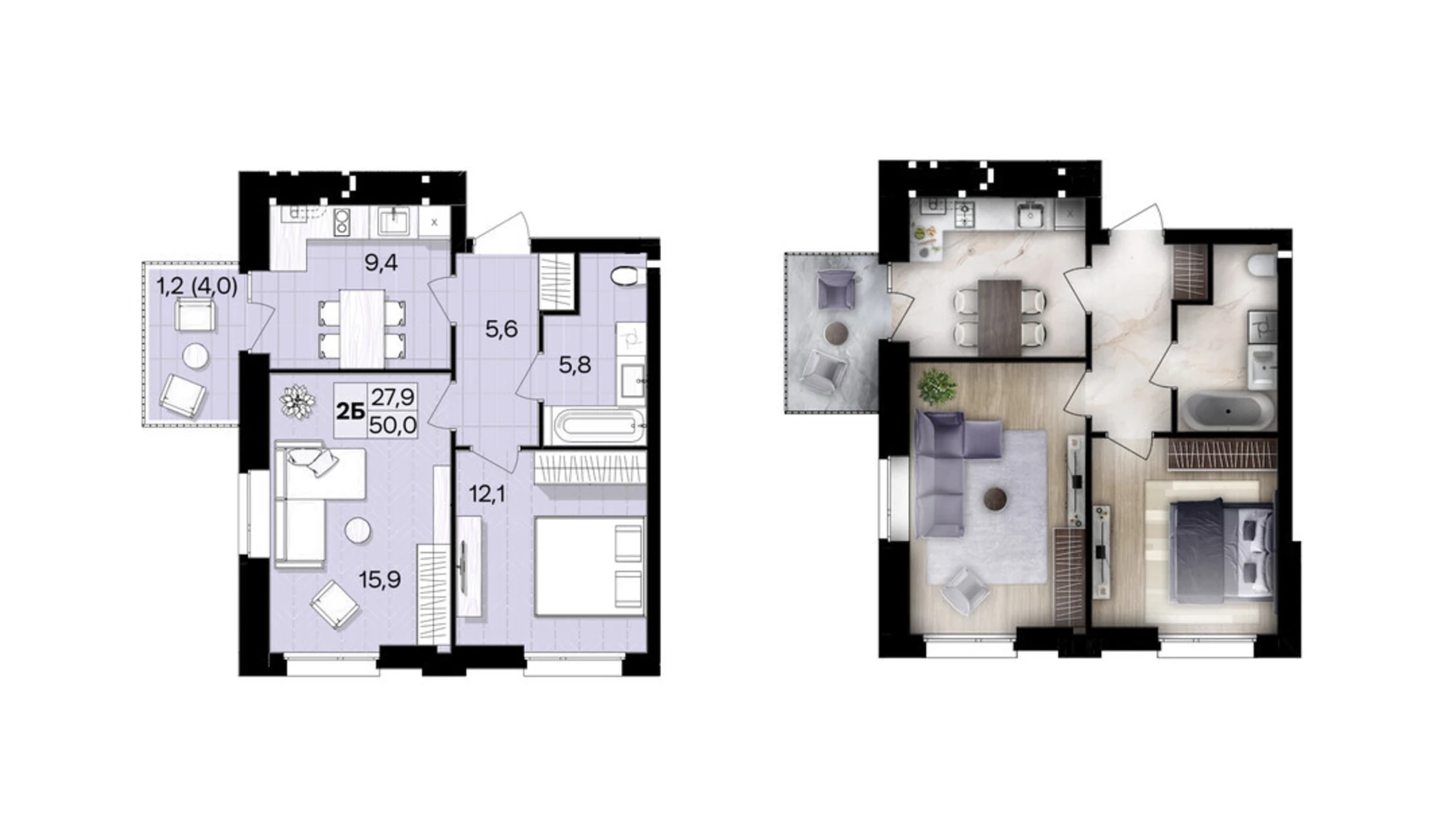 Продается 2-комнатная квартира 50 кв. м в Виннице, ул. Левка Лукьяненко(Ватутина), 16Б - фото 2