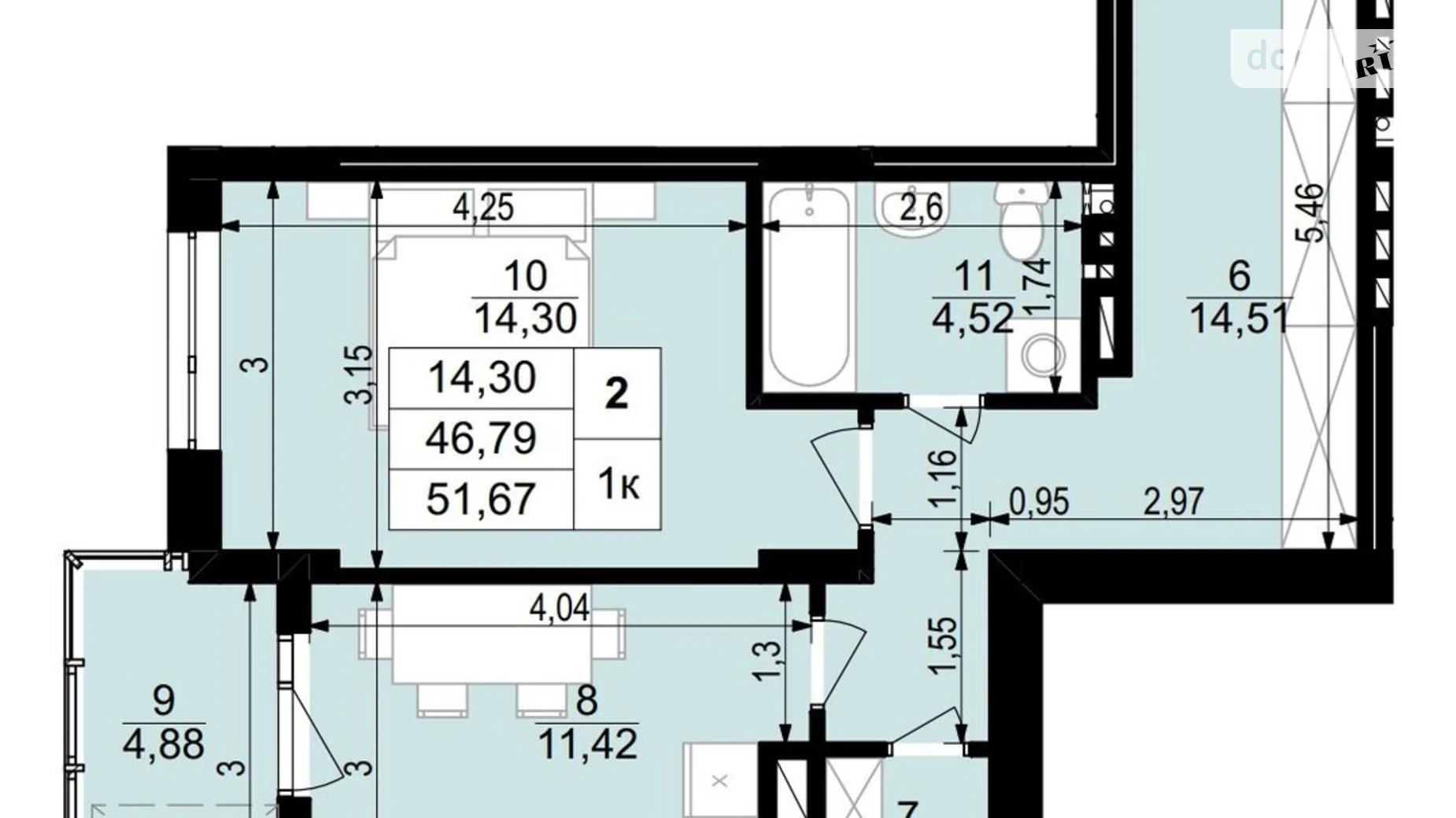 1-кімнатна квартира 51.67 кв. м у Тернополі, вул. Стецька Ярослава, 20Б - фото 2
