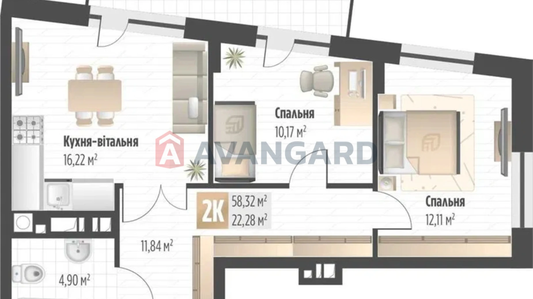 Продается 2-комнатная квартира 58 кв. м в Львове, ул. Филиппа Орлика - фото 2