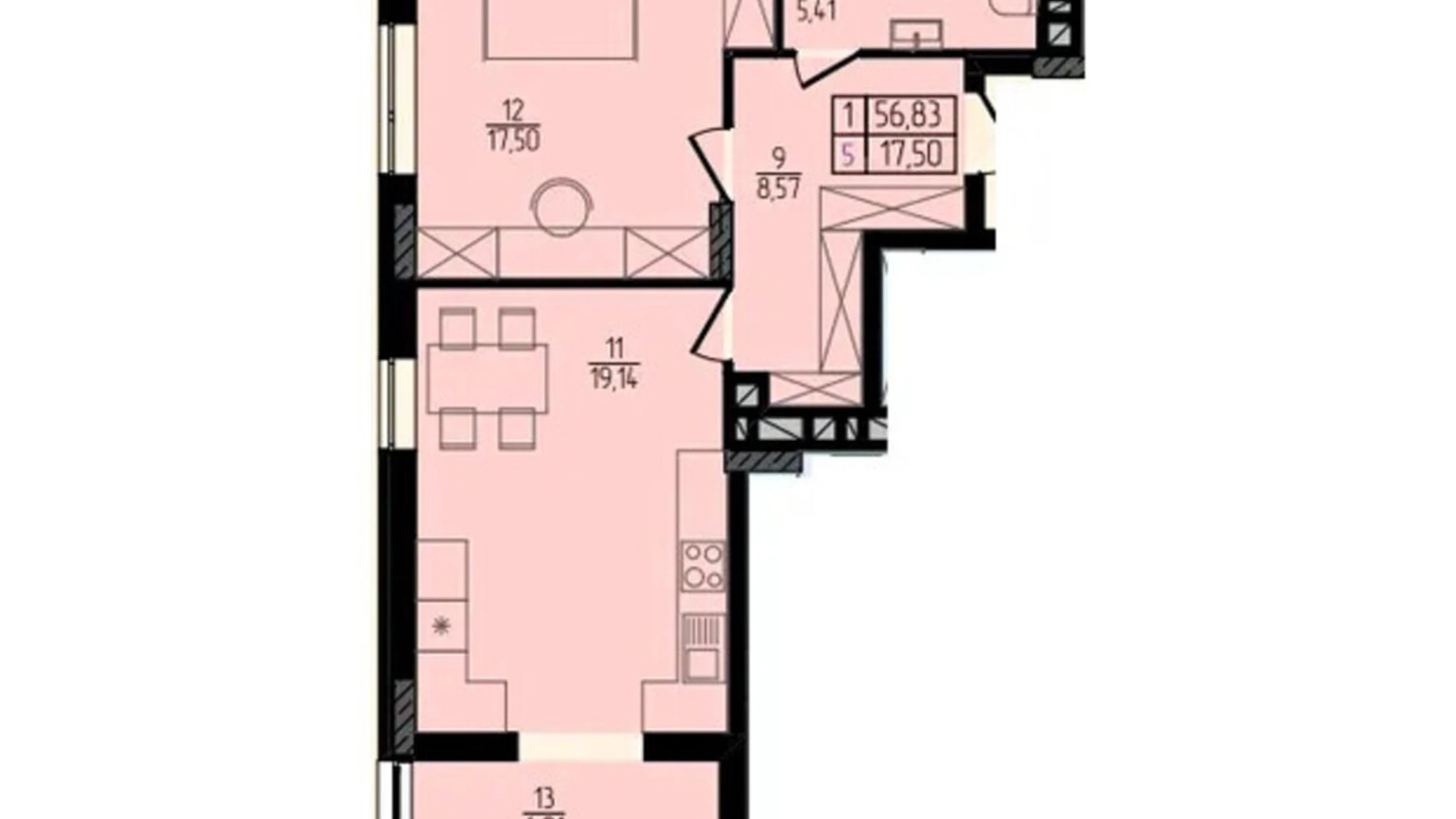 Продается 1-комнатная квартира 56.83 кв. м в Хмельницком, ул. Каменецкая, 137А - фото 2