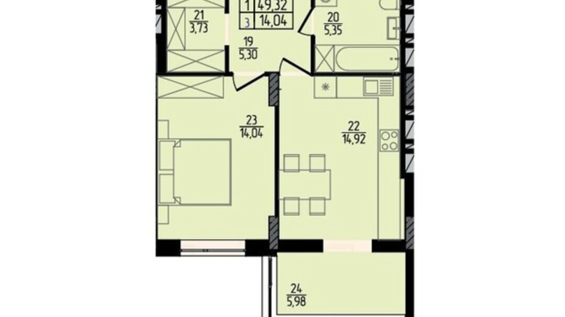 Продается 1-комнатная квартира 49.32 кв. м в Хмельницком, ул. Каменецкая, 137А - фото 2