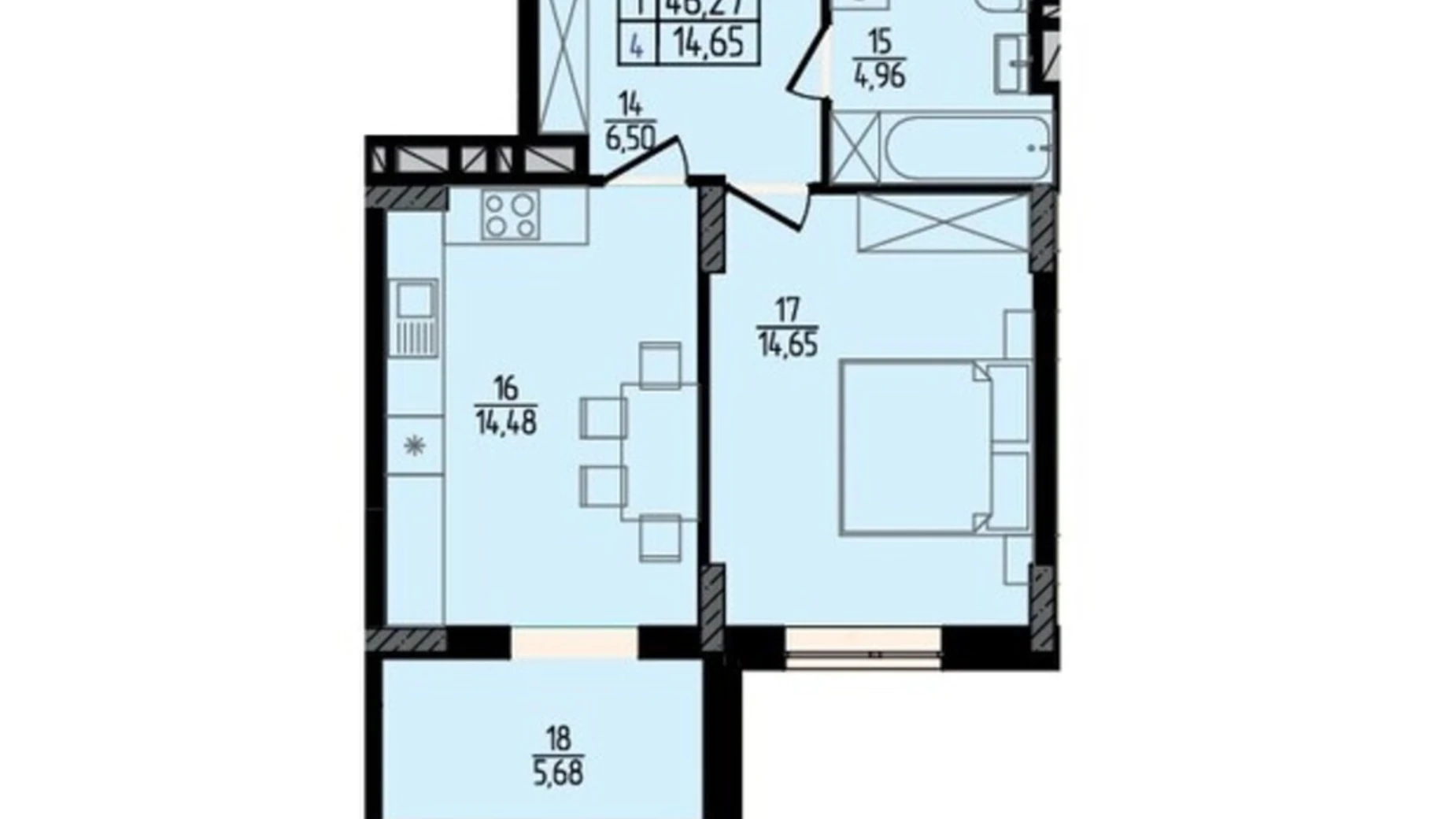 Продается 1-комнатная квартира 46.27 кв. м в Хмельницком, ул. Каменецкая, 137А - фото 2