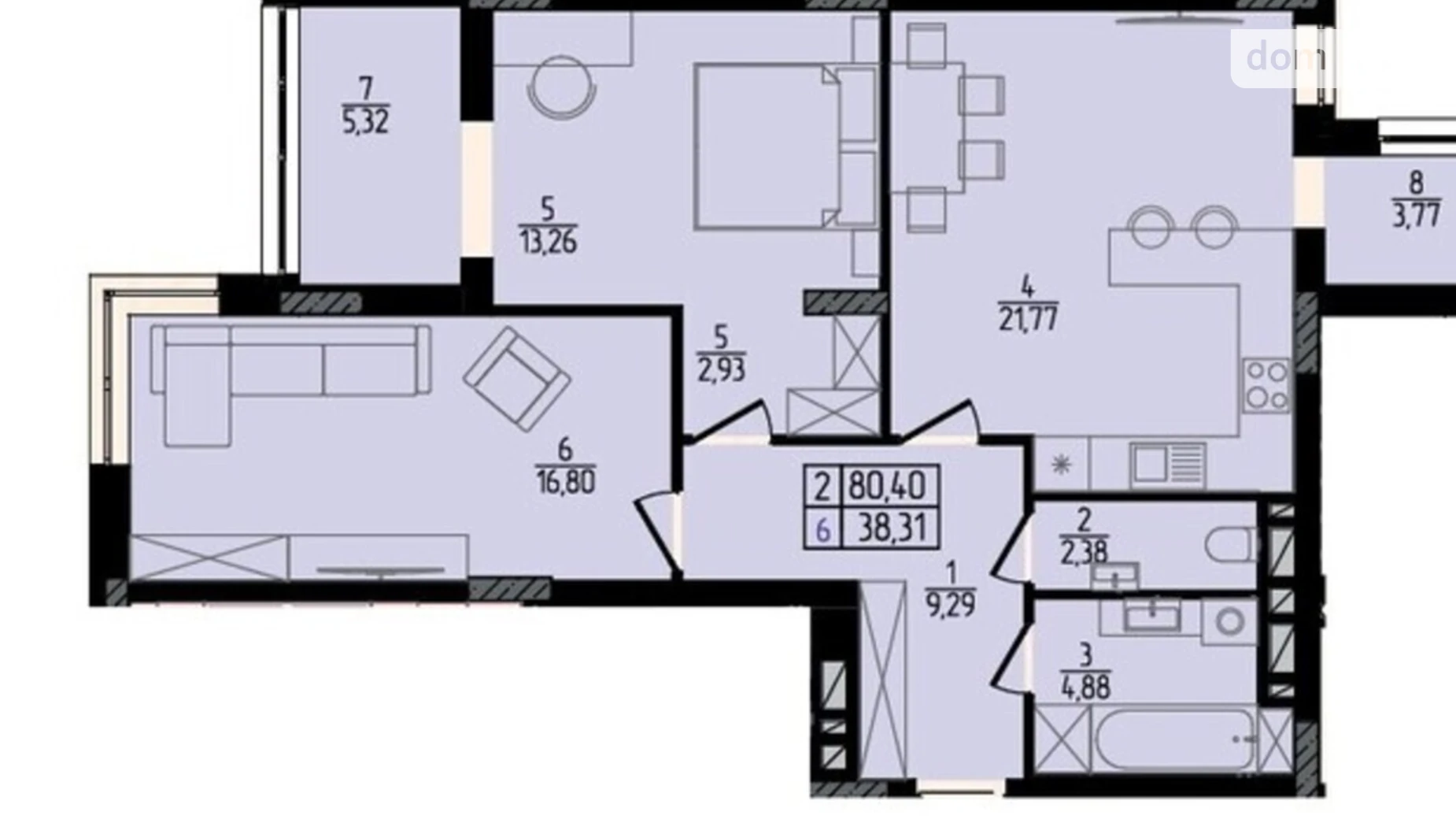 Продается 2-комнатная квартира 80.4 кв. м в Хмельницком, ул. Каменецкая, 137А - фото 2