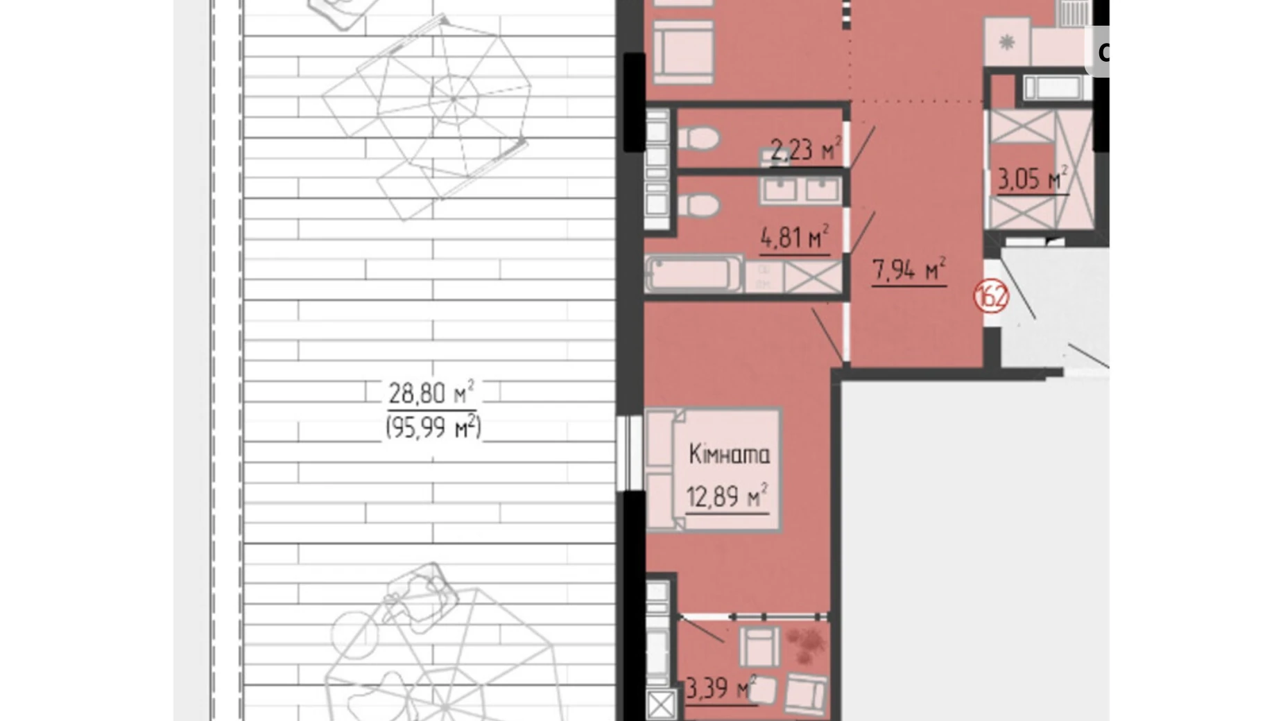 2-комнатная квартира 95.15 кв. м в Тернополе, ул. Яремы, 18 - фото 2