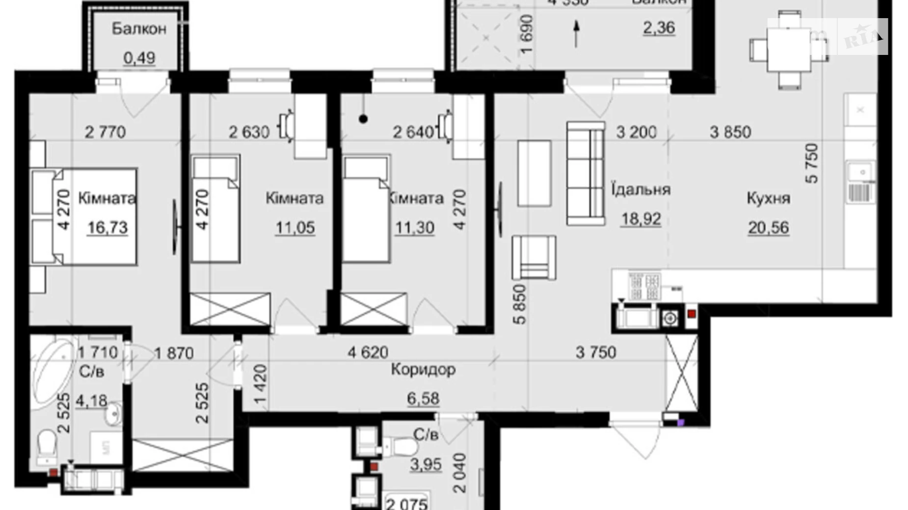 Продается 3-комнатная квартира 96.13 кв. м в Львове, ул. Пасечная, 154 - фото 2