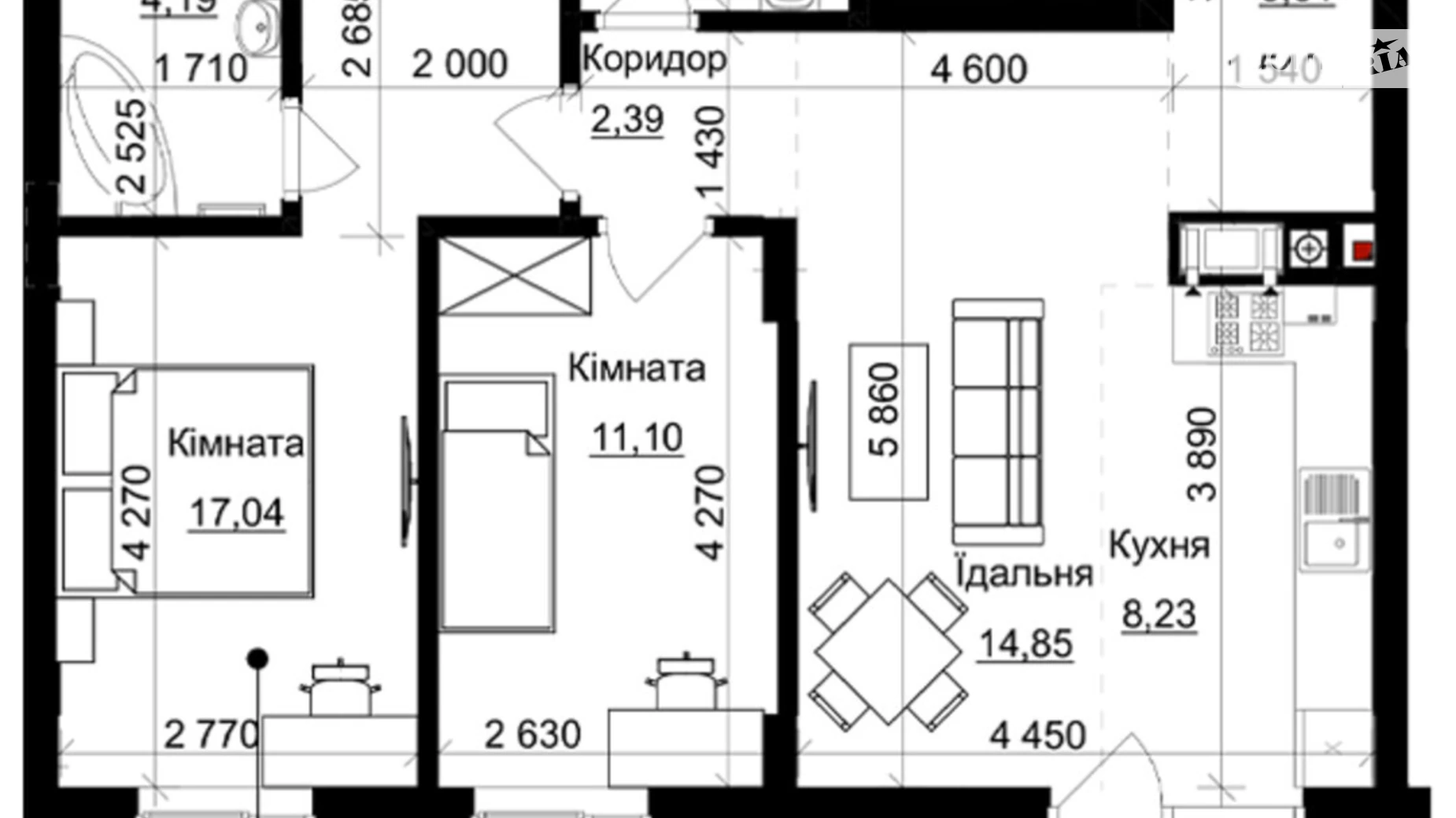 Продается 2-комнатная квартира 71.44 кв. м в Львове, ул. Пасечная, 154 - фото 2