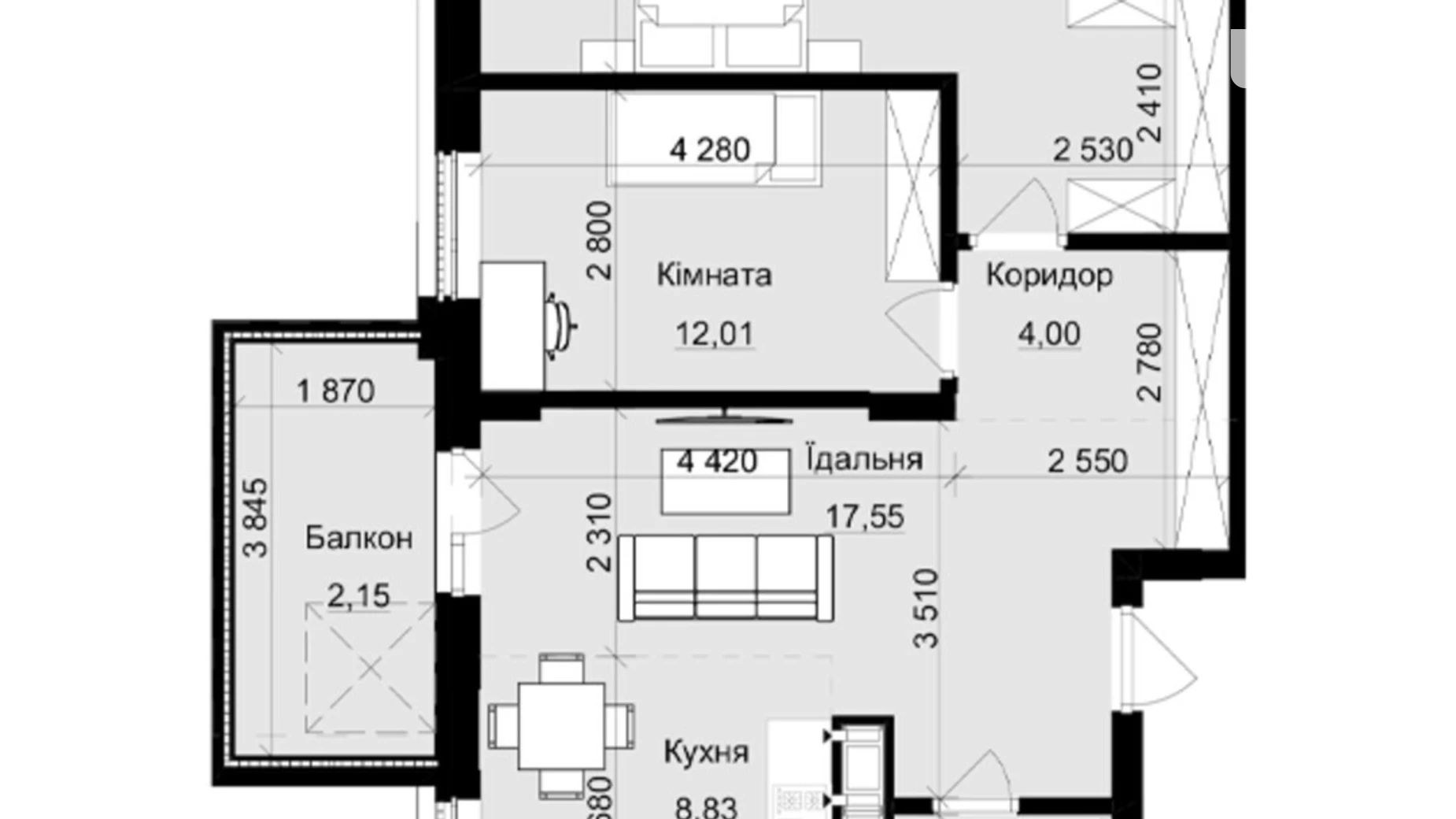 Продается 2-комнатная квартира 74.63 кв. м в Львове, ул. Пасечная, 154 - фото 2
