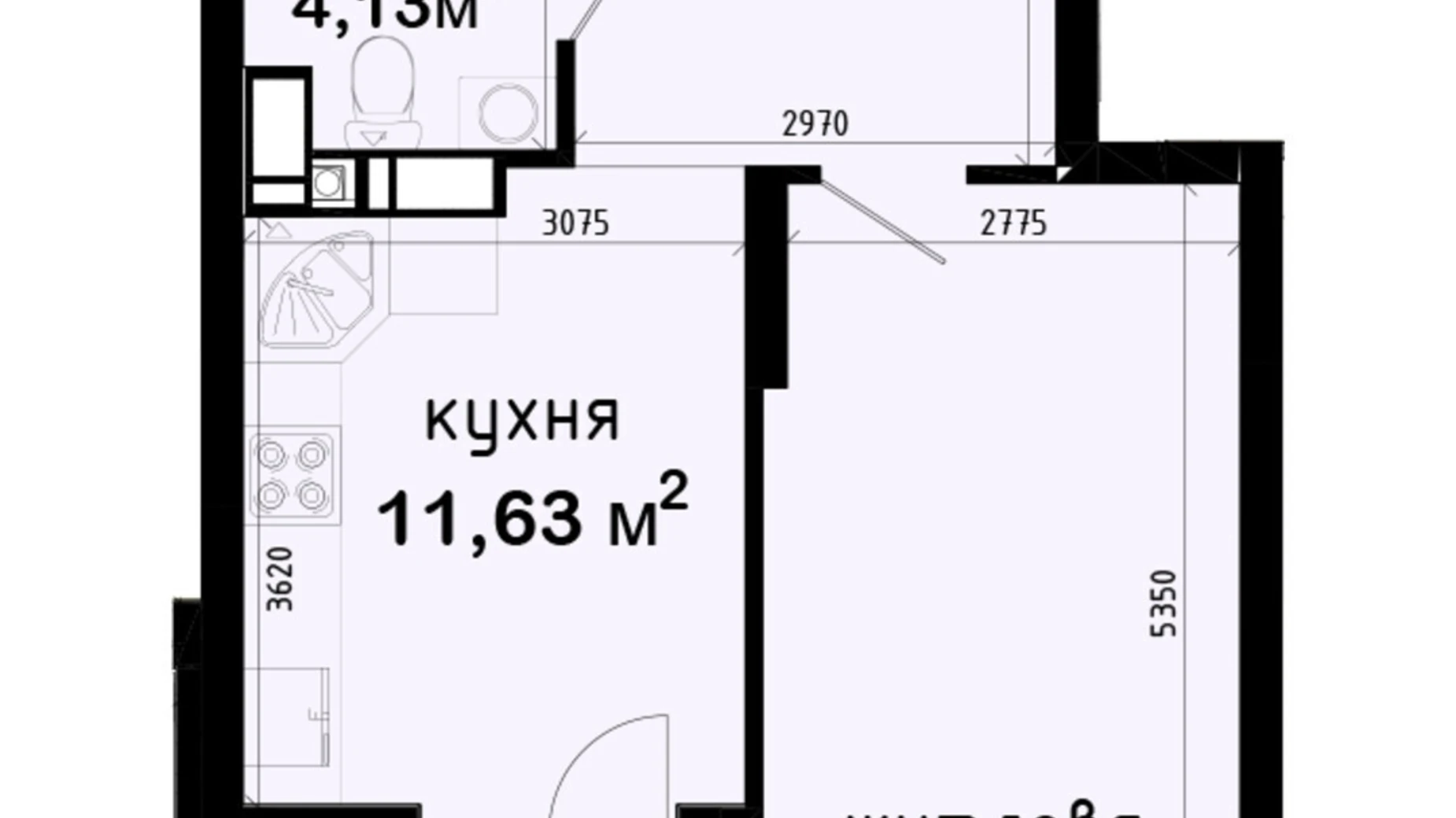 Продается 1-комнатная квартира 39.32 кв. м в Киеве, просп. Академика Глушкова, 42 - фото 2