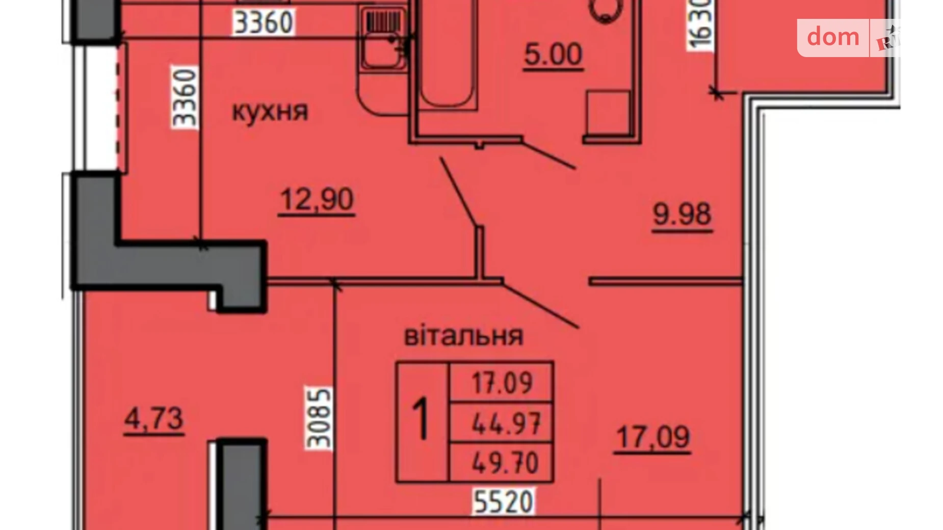 Продается 1-комнатная квартира 49.7 кв. м в Байковцах, пер. Дубовецкий, 5 - фото 2