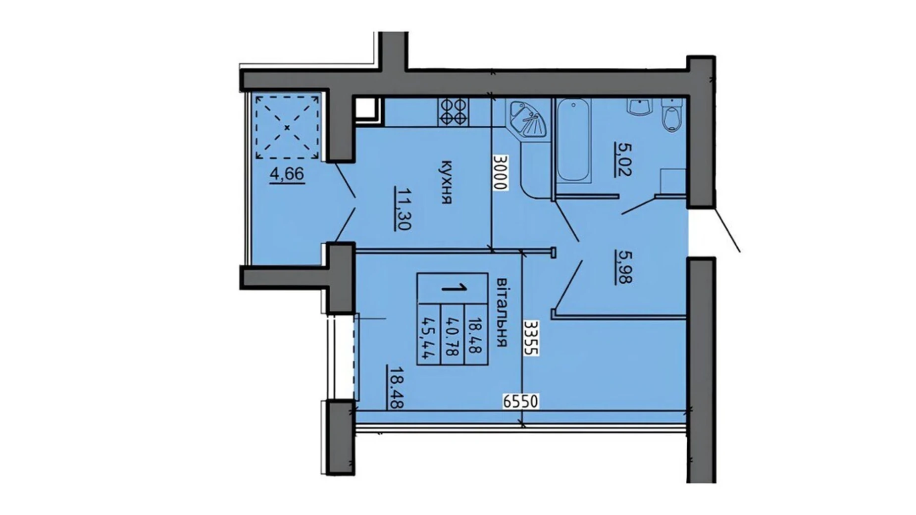 Продается 1-комнатная квартира 45.44 кв. м в Байковцах, пер. Дубовецкий, 5 - фото 2