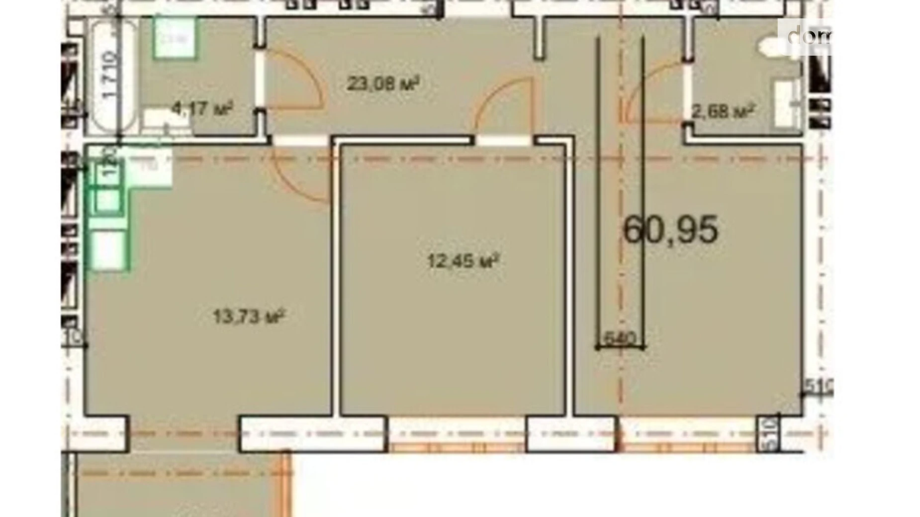 Продается 2-комнатная квартира 60.95 кв. м в Калуше, ул. Малицкой - фото 2