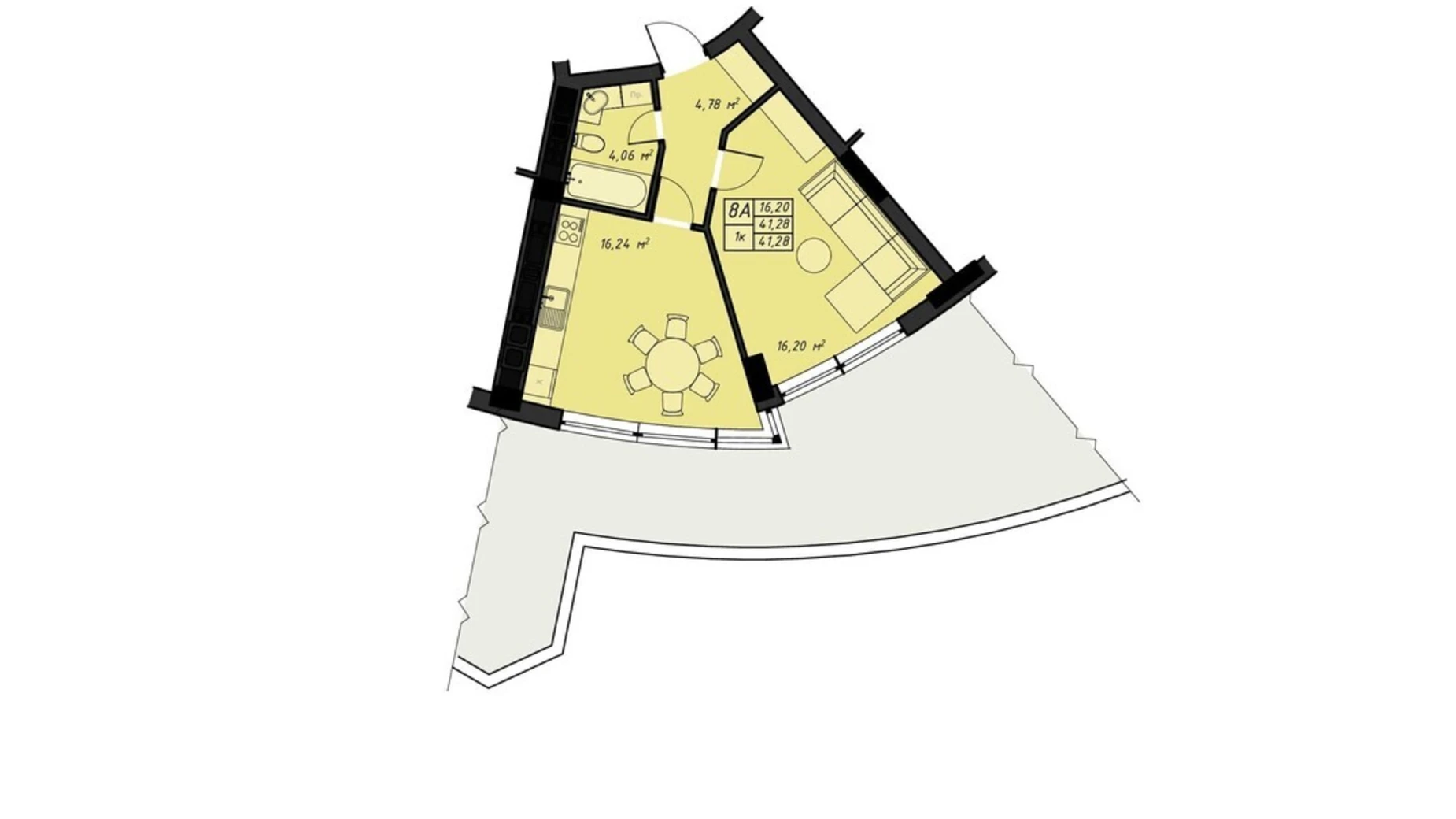 Продается 1-комнатная квартира 41.28 кв. м в Ровно, ул. Галицкого Данилы, 16 - фото 2