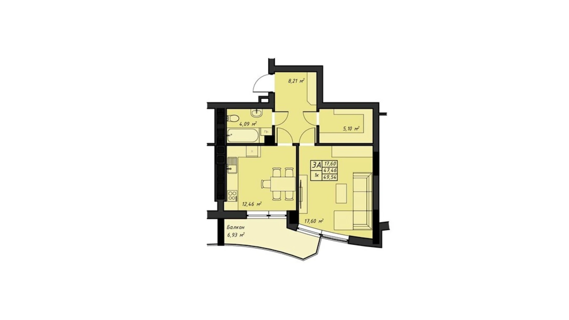Продается 1-комнатная квартира 49.5 кв. м в Ровно, ул. Галицкого Данилы, 16 - фото 2