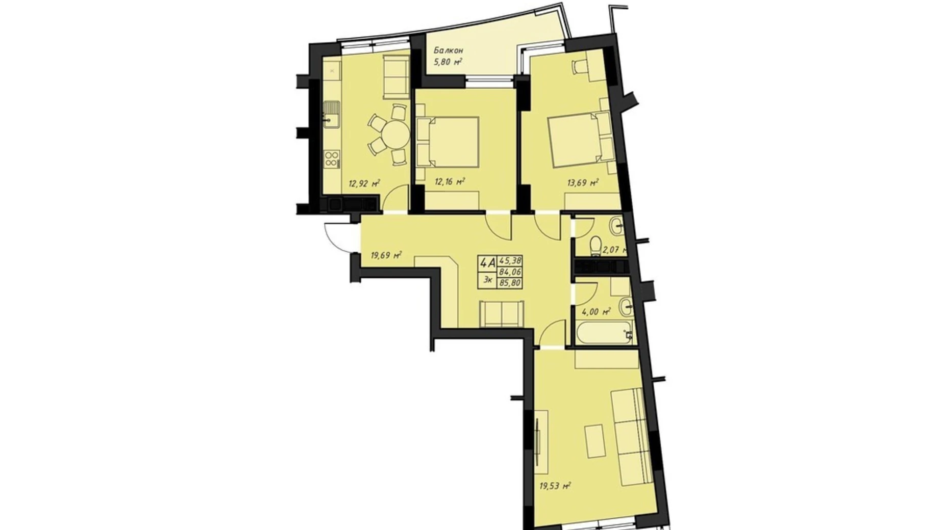 Продается 3-комнатная квартира 85.8 кв. м в Ровно, ул. Галицкого Данилы, 16 - фото 2
