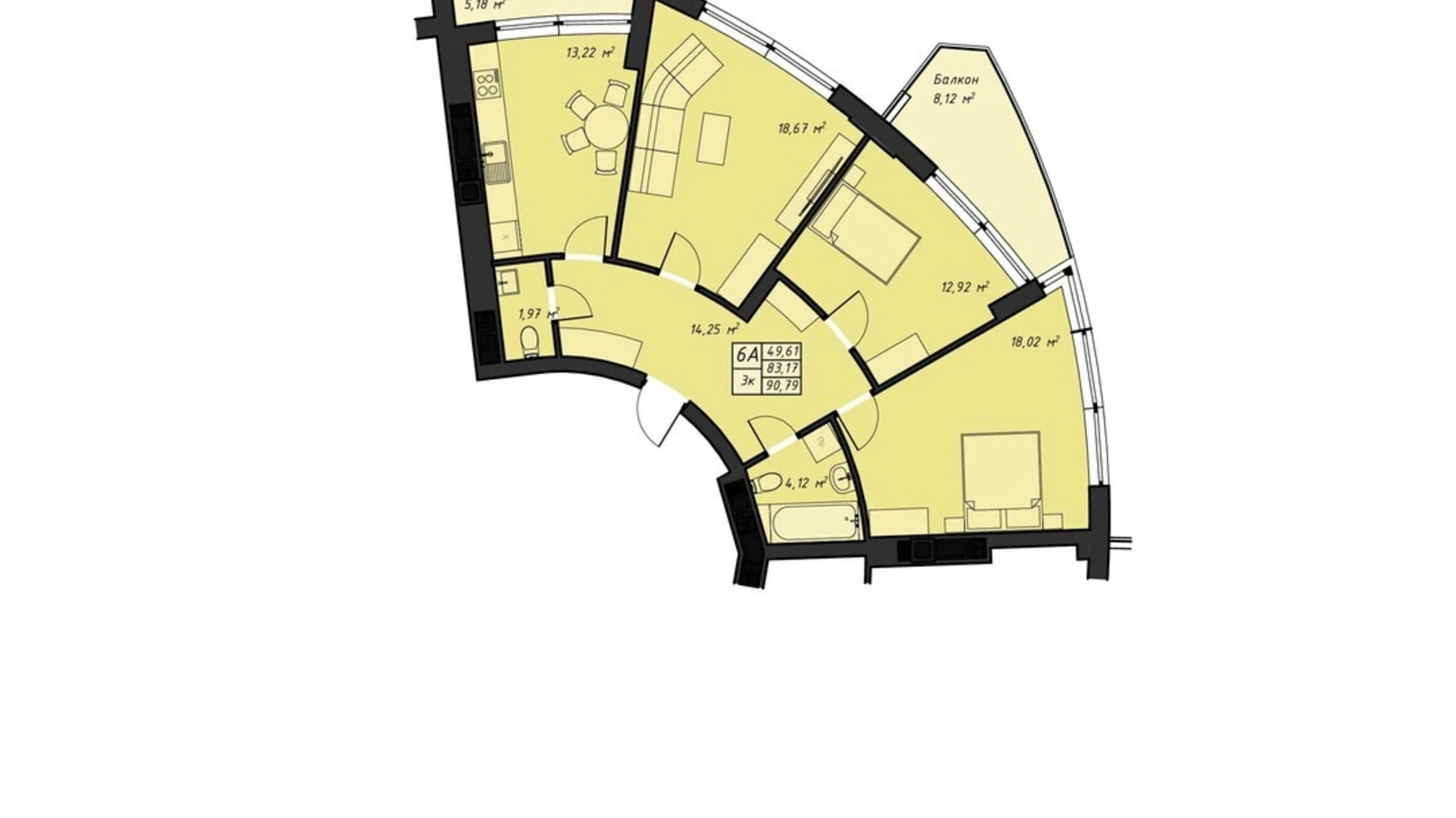 Продается 3-комнатная квартира 90.79 кв. м в Ровно, ул. Галицкого Данилы, 16 - фото 2