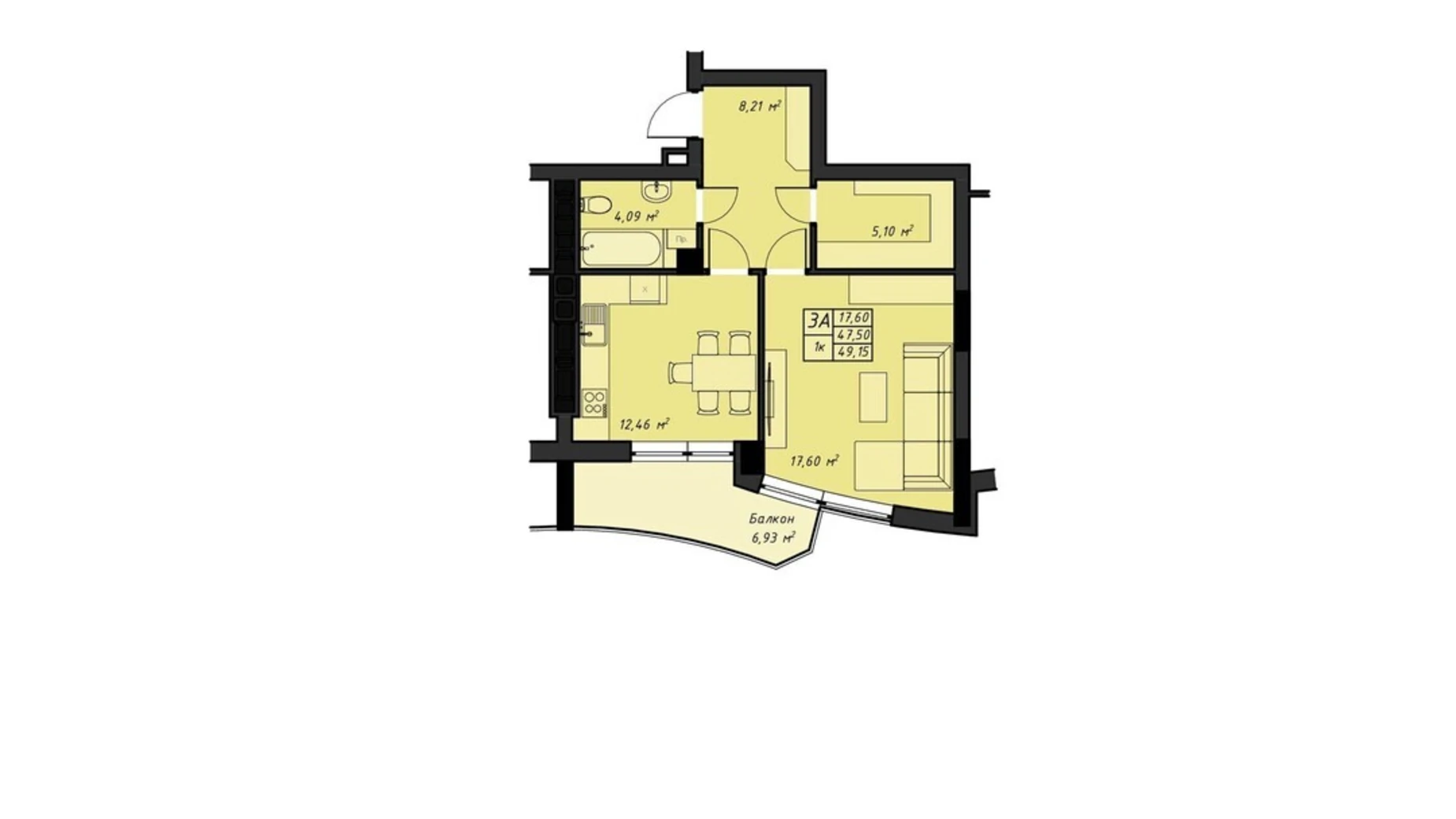 Продается 1-комнатная квартира 49.15 кв. м в Ровно, ул. Галицкого Данилы, 16 - фото 2