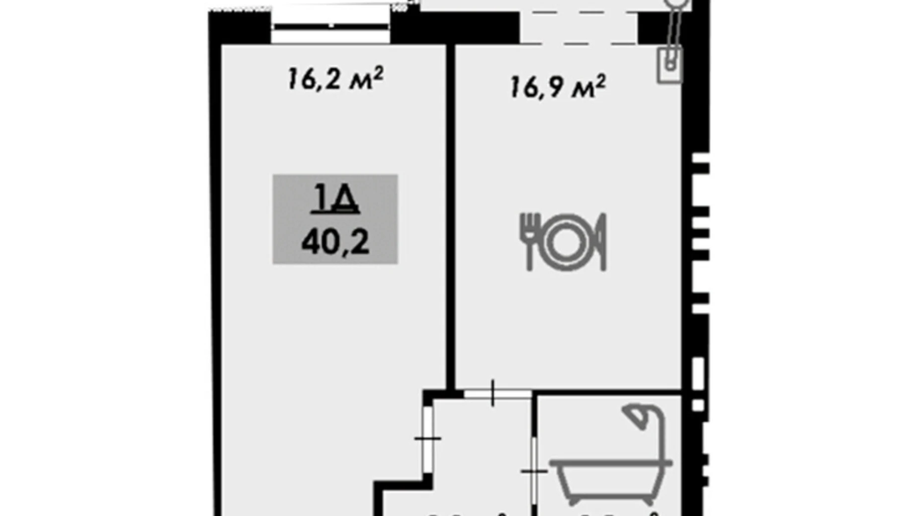 Продається 1-кімнатна квартира 40.2 кв. м у Черкасах, вул. Надпільна, 222 - фото 2