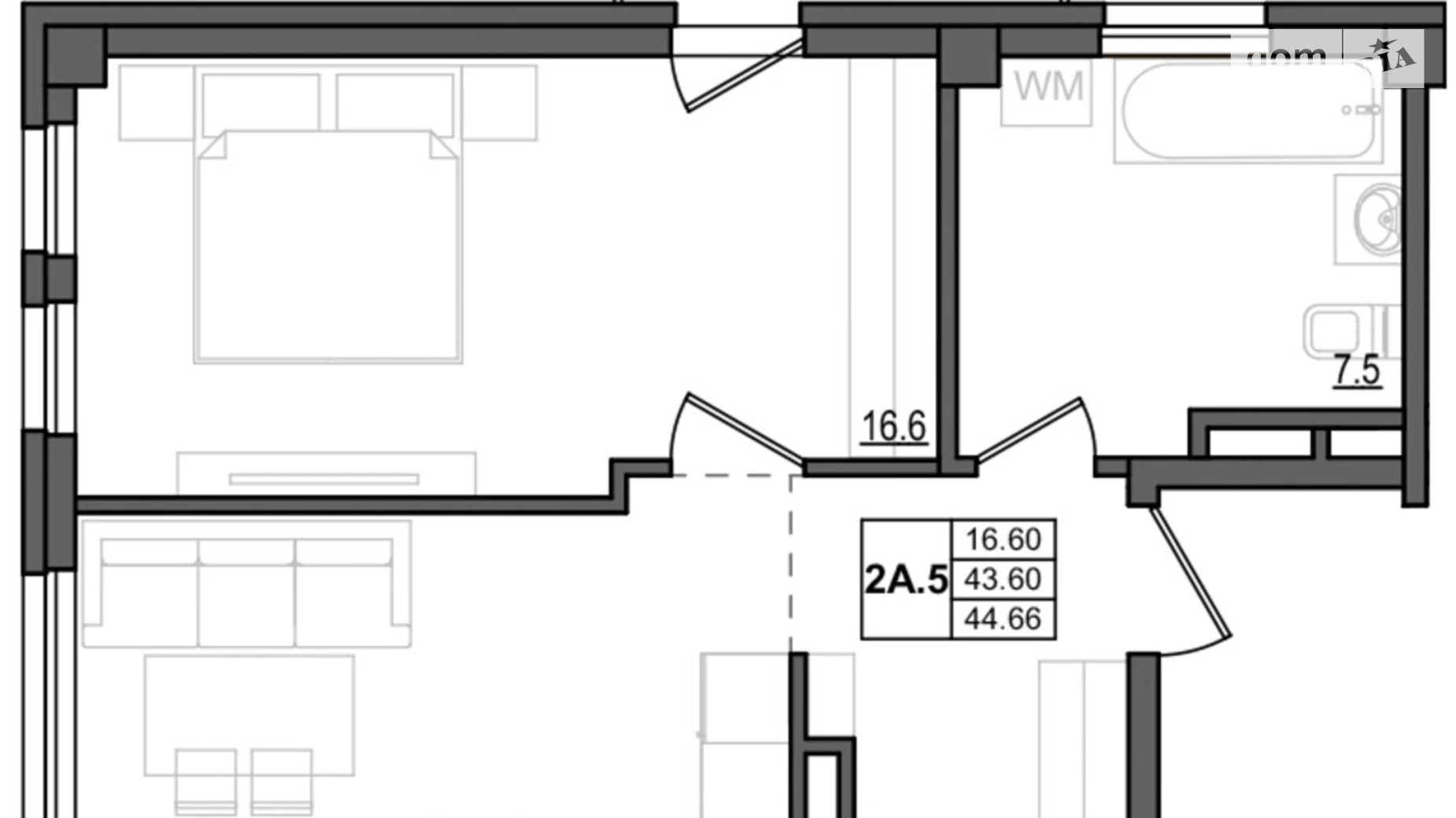 Продается 1-комнатная квартира 46 кв. м в, цена: 57500 $ - фото 2