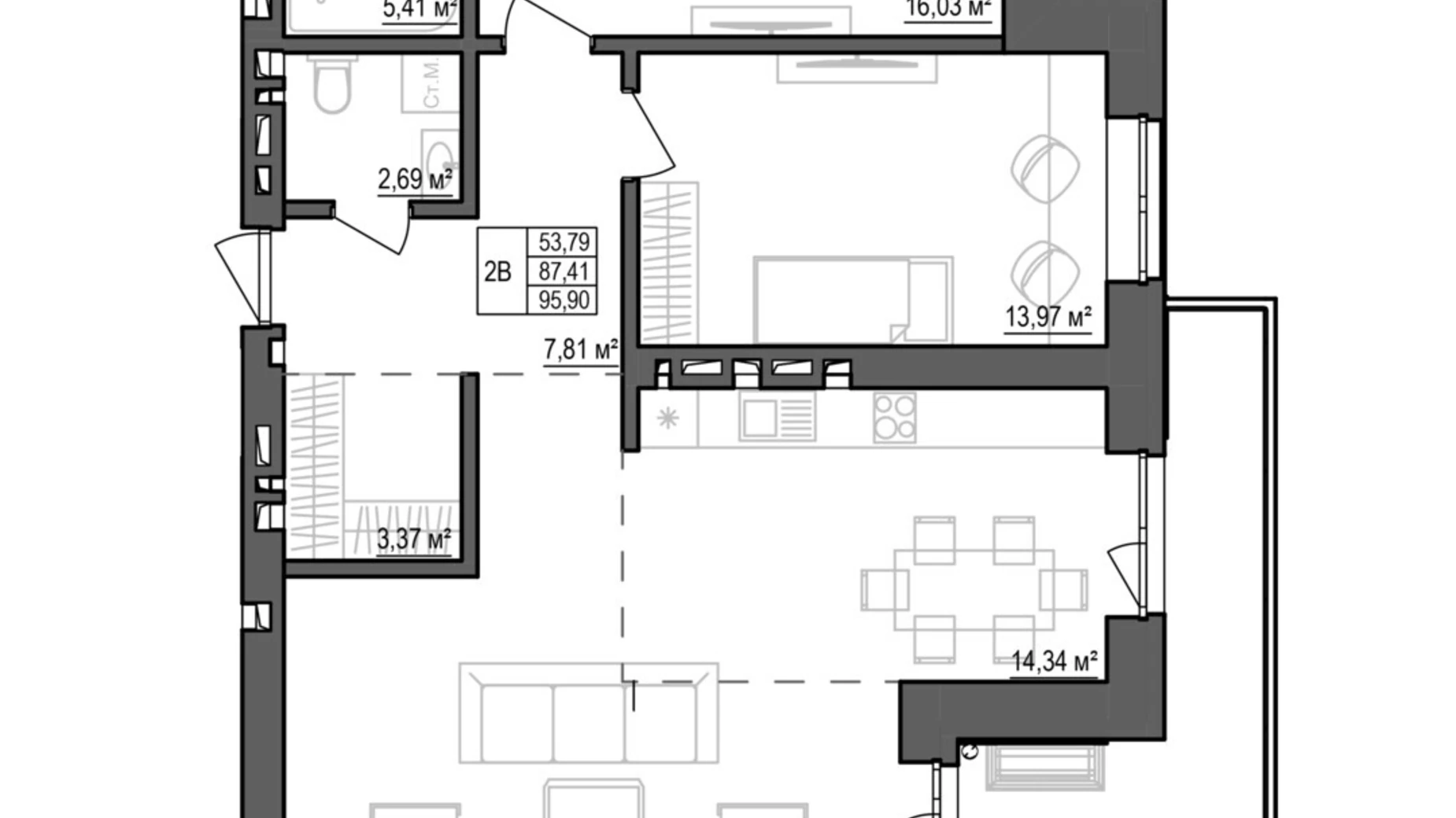 Продается 3-комнатная квартира 95.9 кв. м в, цена: 115080 $ - фото 2