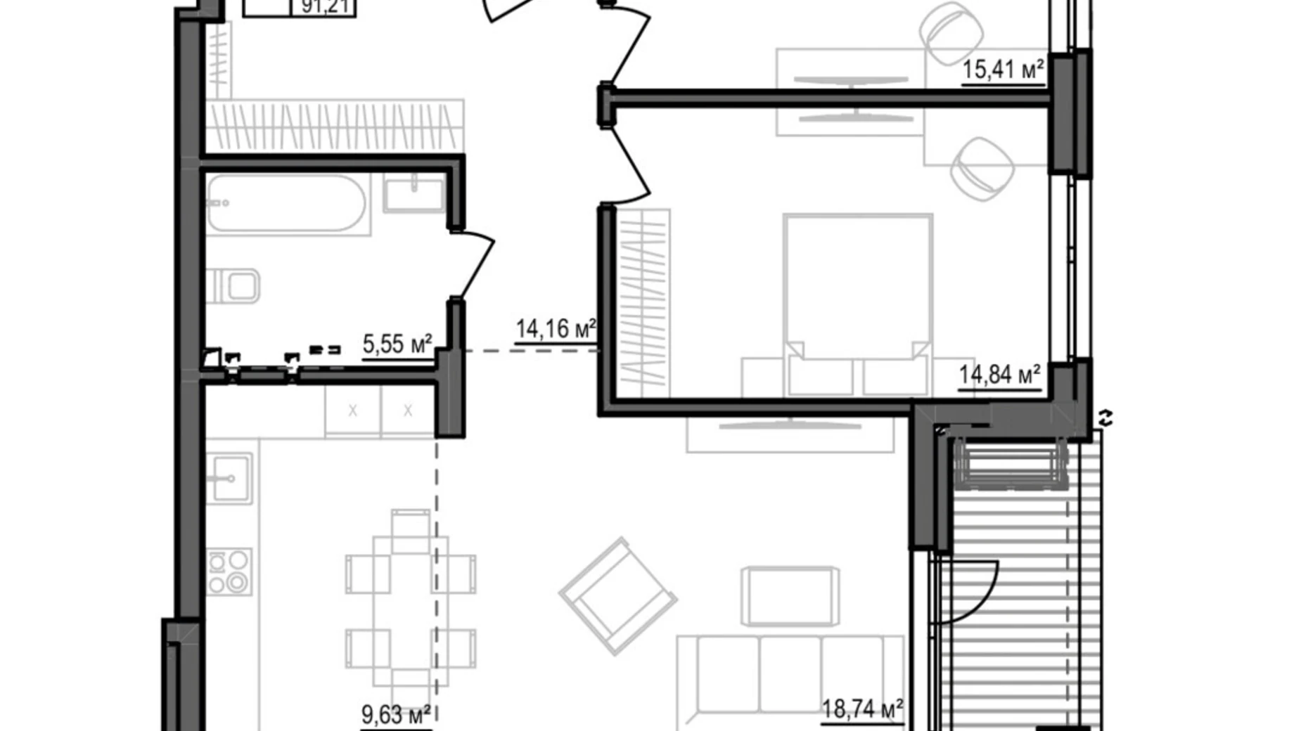 Продается 3-комнатная квартира 91.21 кв. м в Кропивницком, ул. Яновского - фото 2