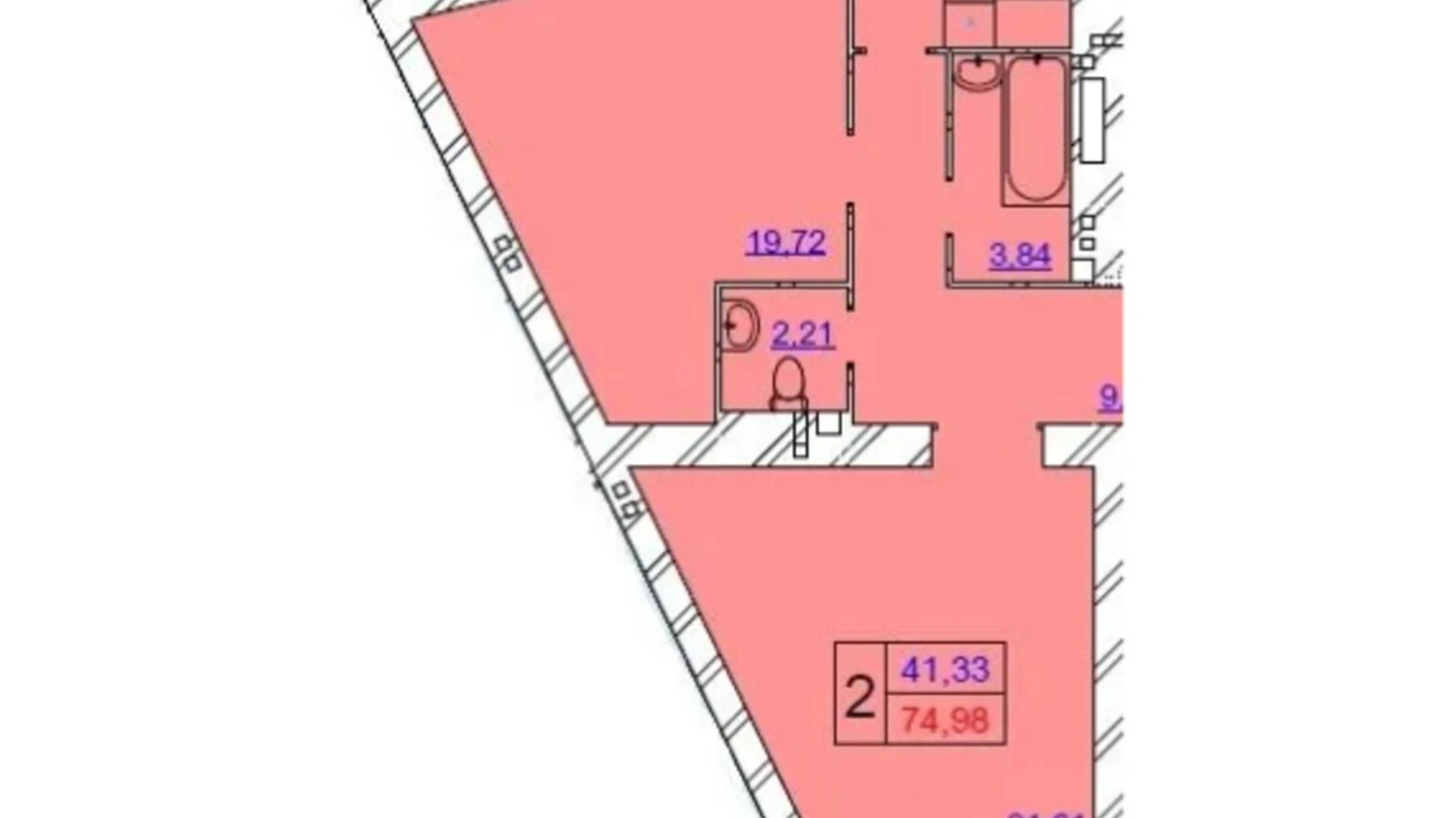 Продается 2-комнатная квартира 74.98 кв. м в Хмельницком, цена: 67482 $ - фото 2